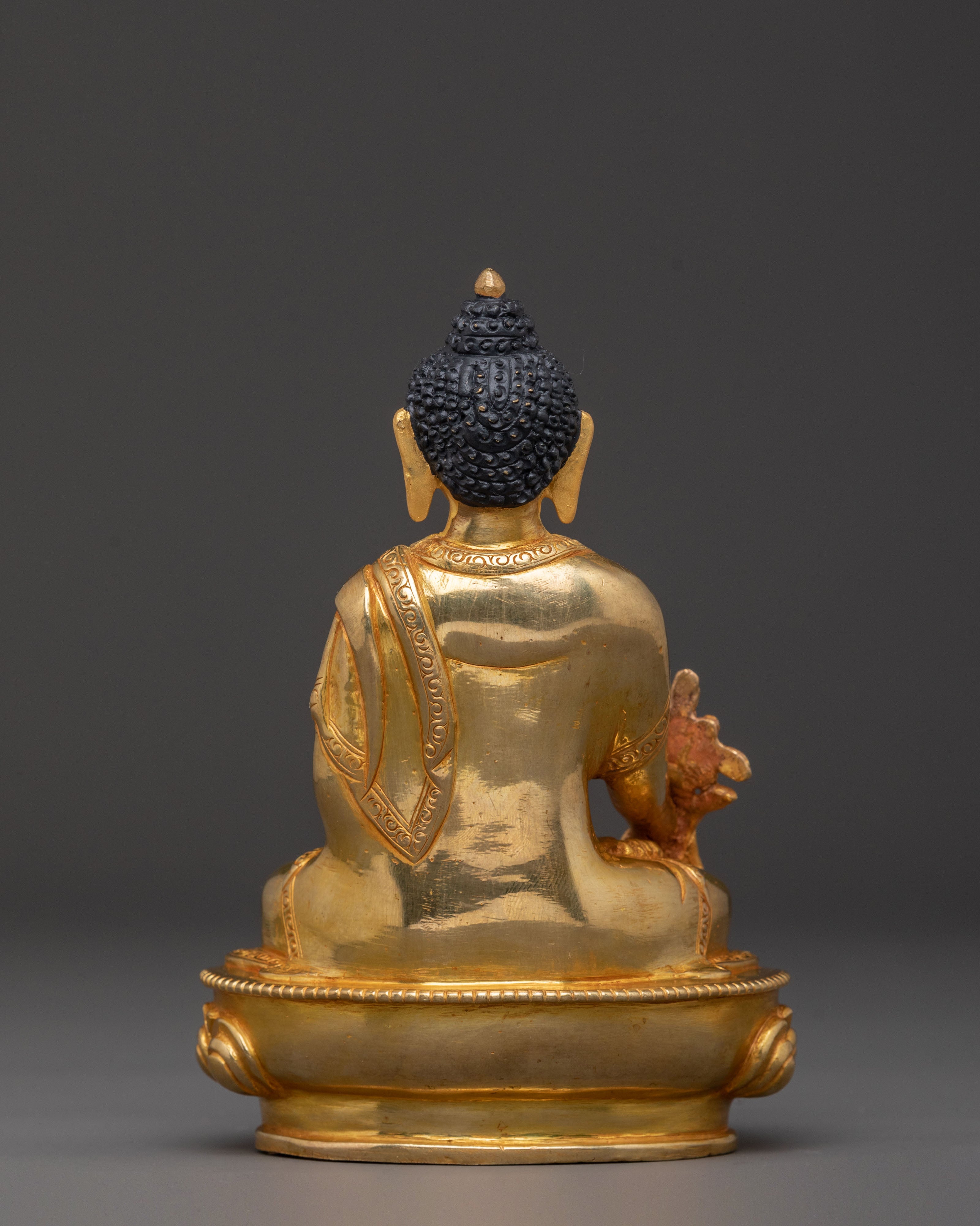 Medicine Buddha Gold Gilded Sacred Statue - Radiant Healing Art
