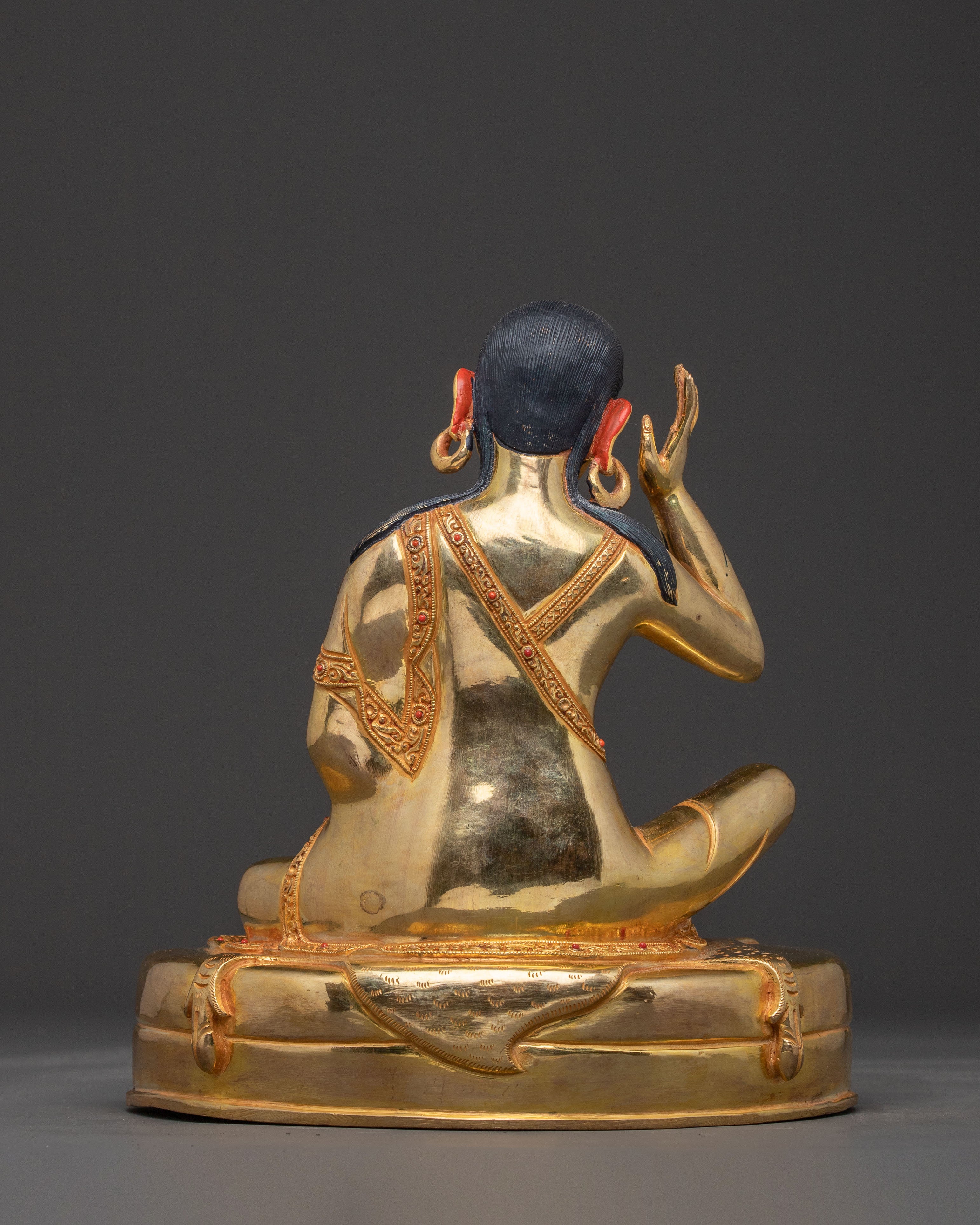 Milarepa Buddhist Statue - Handcrafted 24K Gold Gilded Copper Statue