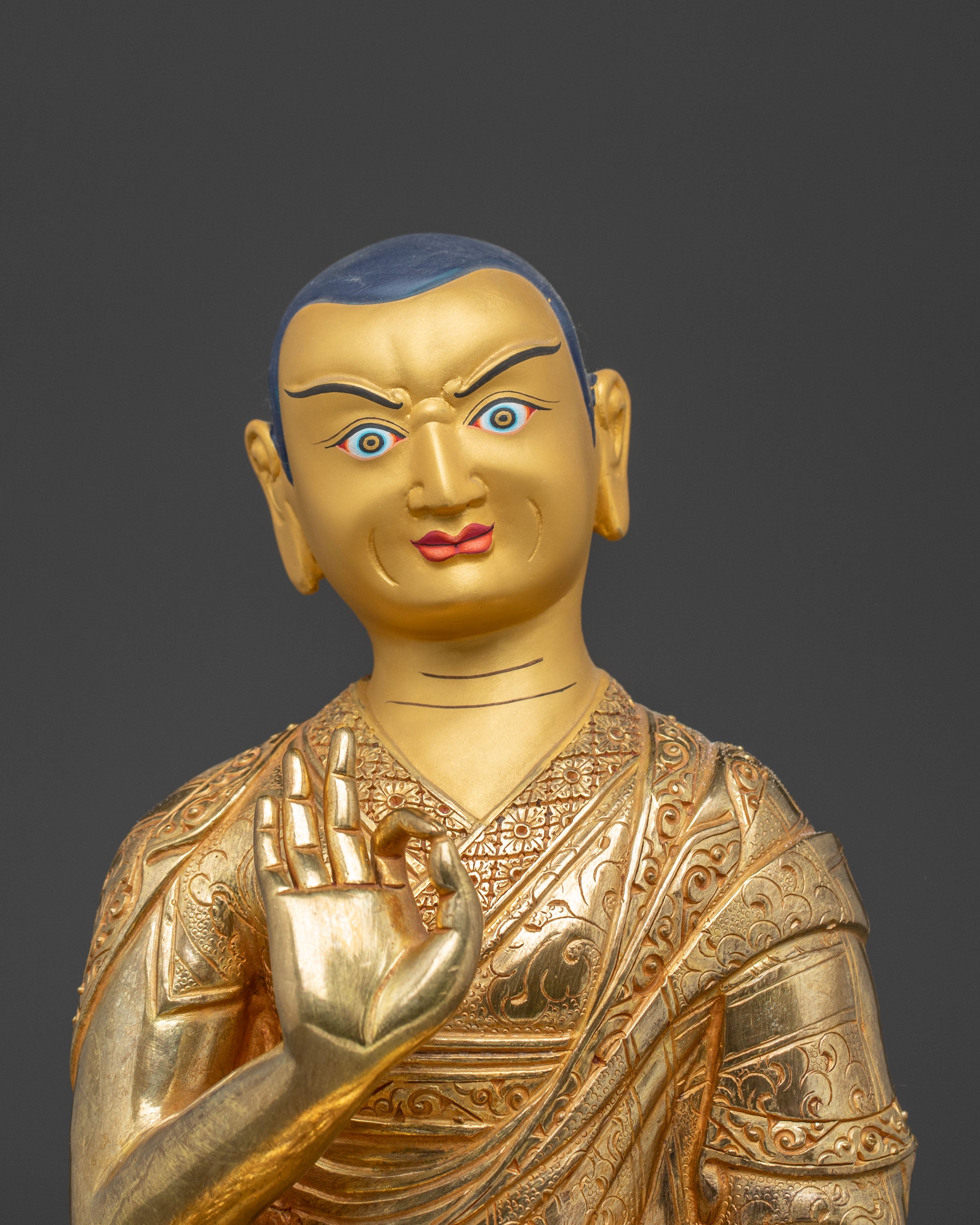 Tsongkhapa Golden Statue Set | Three Great Masters of Gelugpa