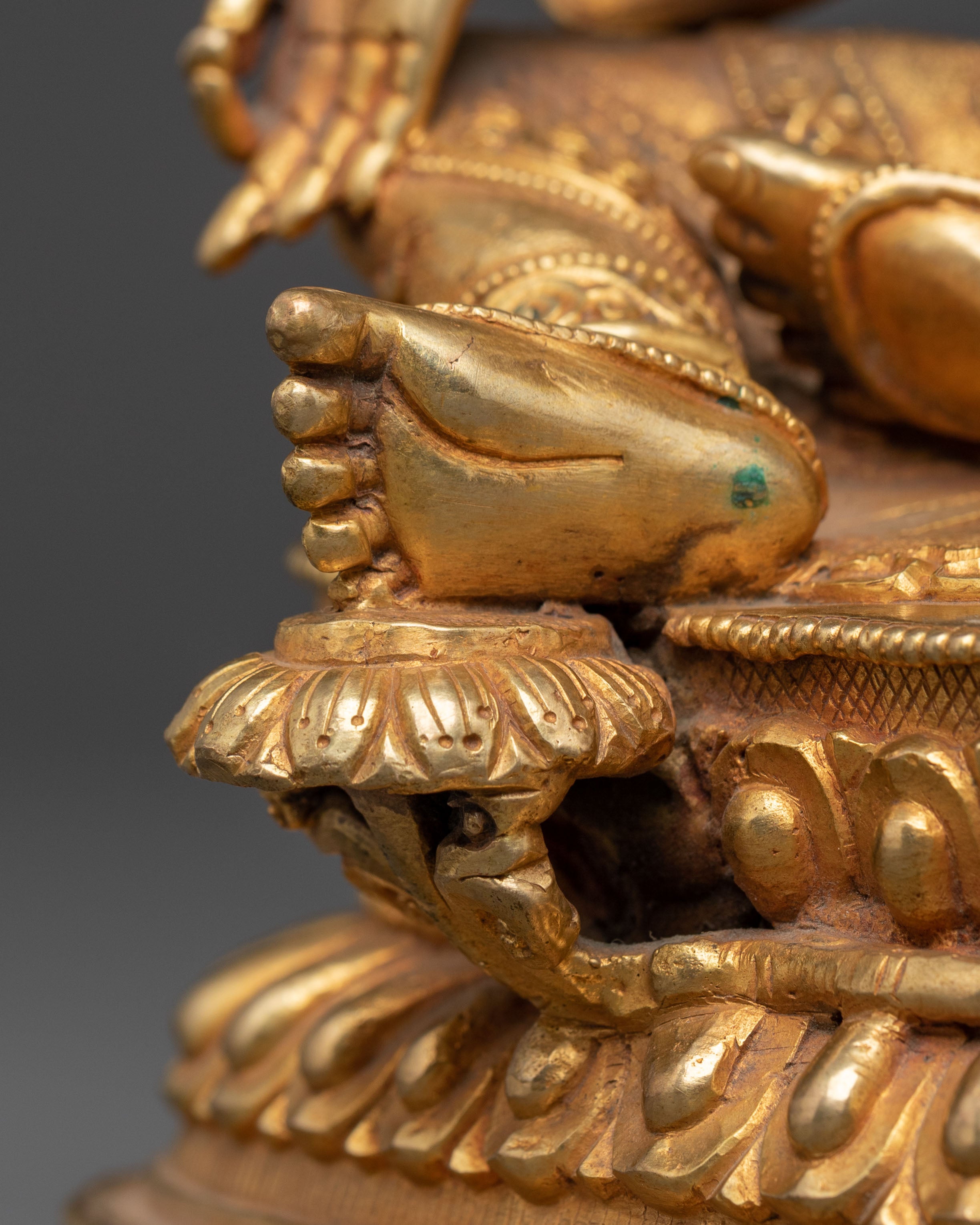 Green Tara 24K Gold Gilded Statue for Rituals