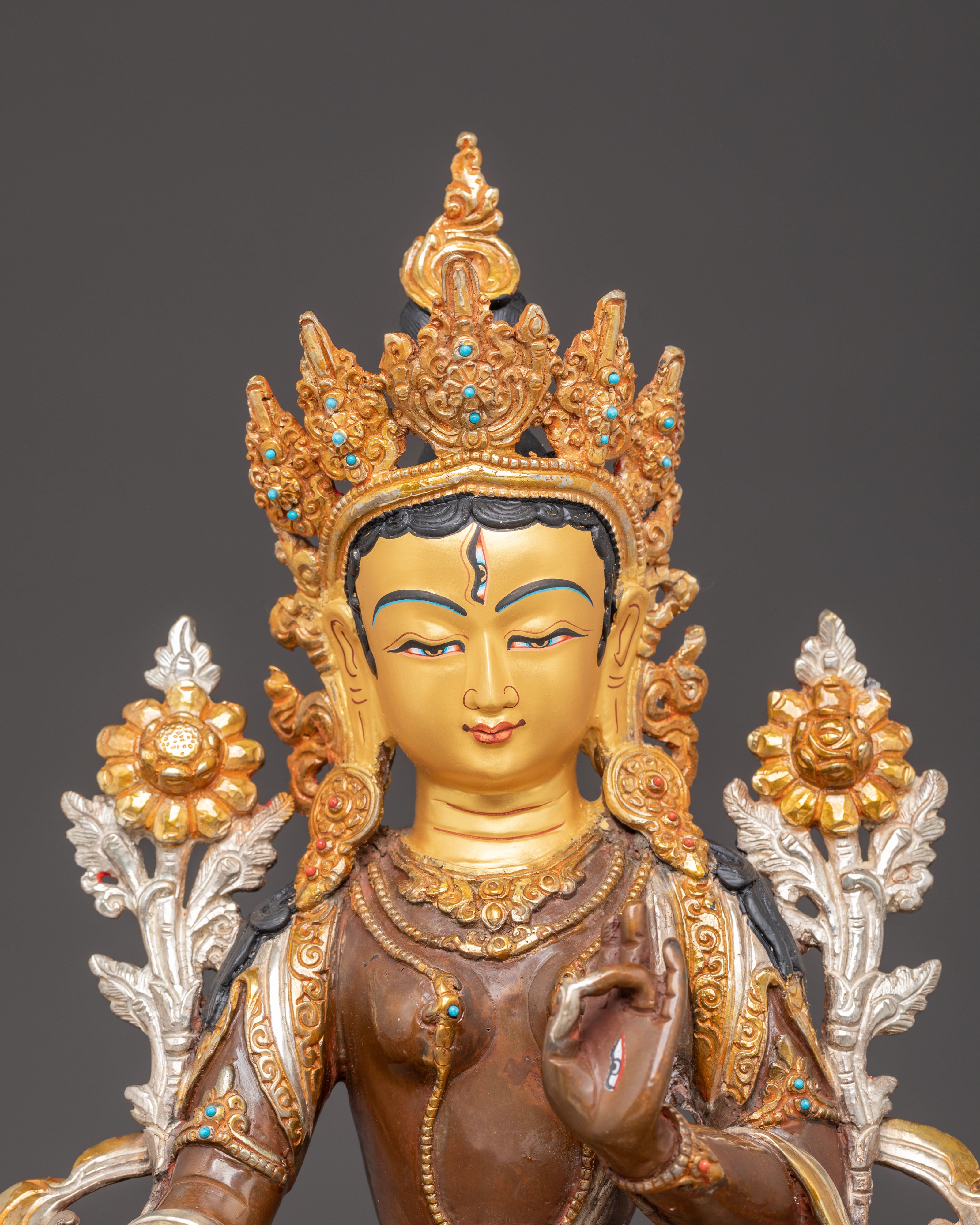 White Tara Golden Statue: Healing Deity of Tibetan Buddhism