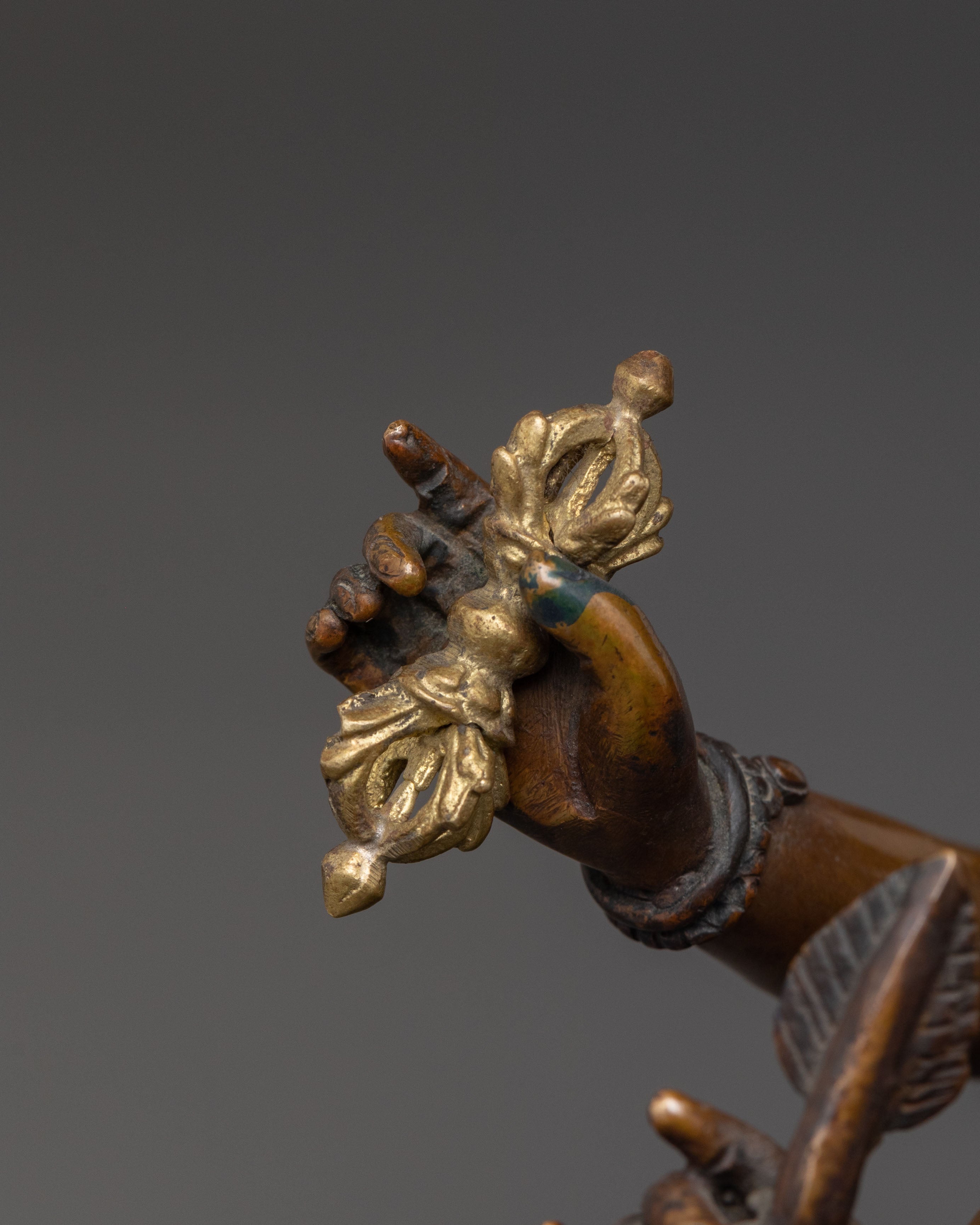 Dhoja Devi Spiritual Statue: Oxidized Copper Serenity