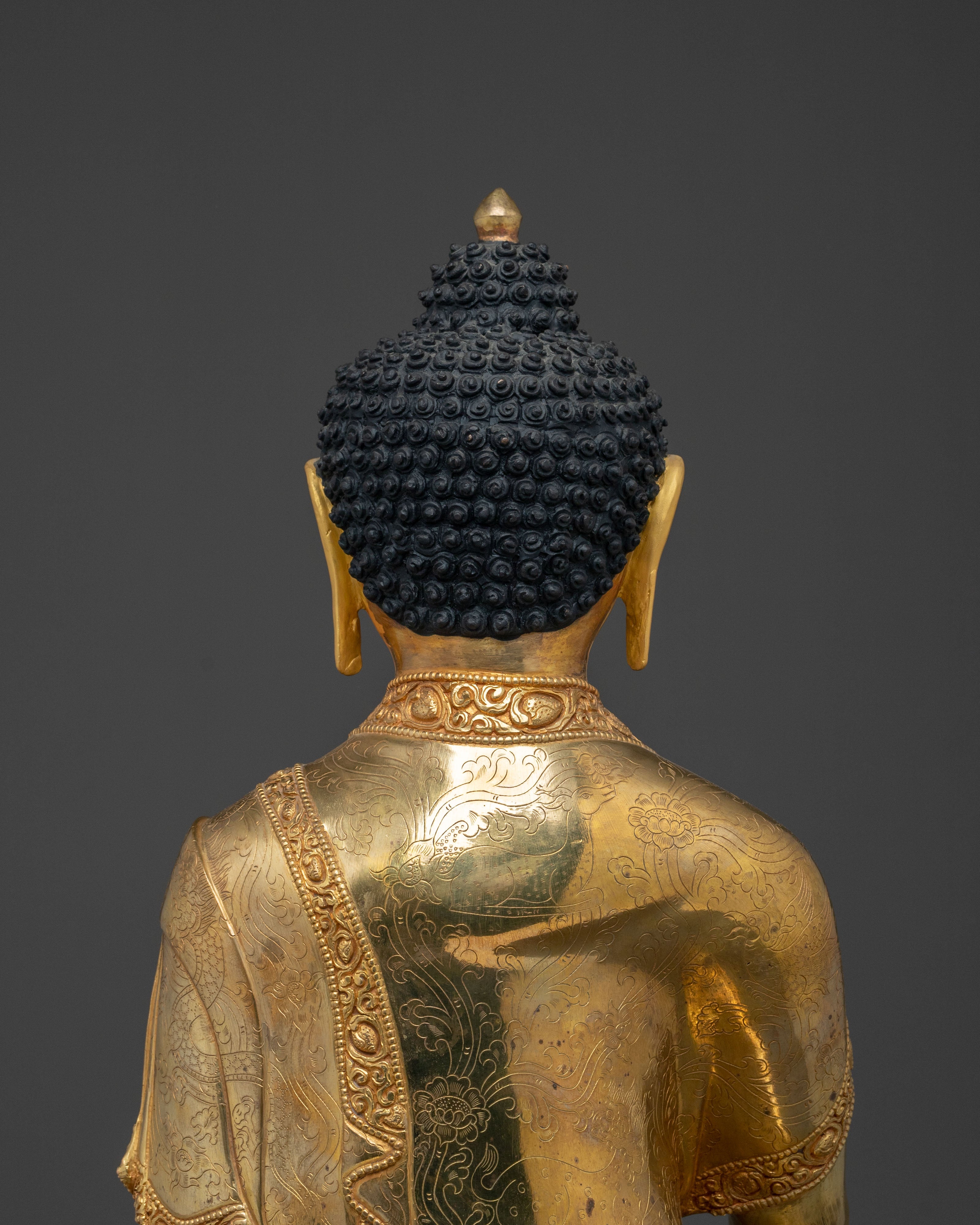 Dharma Teacher Shakyamuni Buddha Sculpture with 24K Gold Gliding