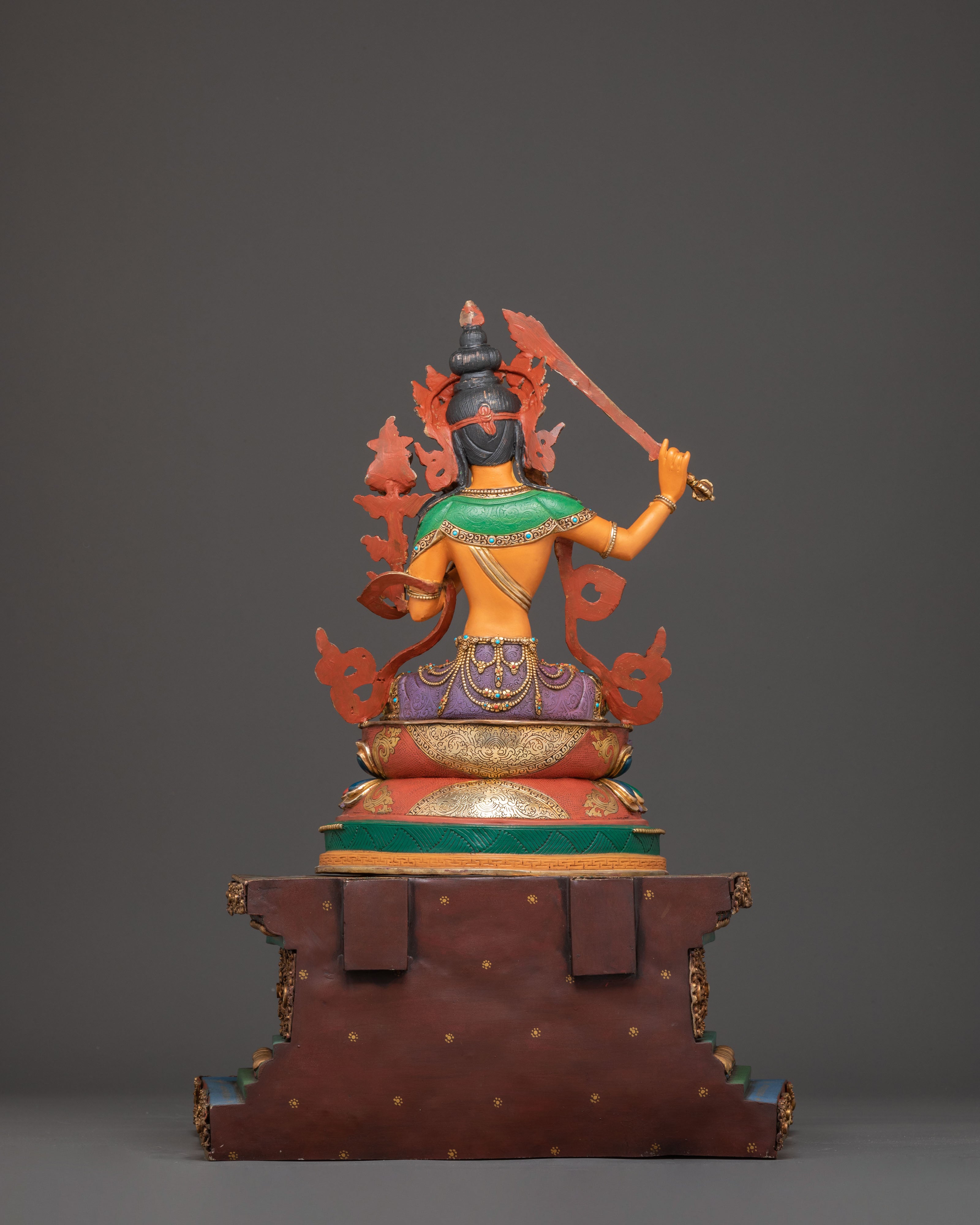 Spiritual Wisdom Deity Manjushri Statue on Throne | Handmade in Nepal