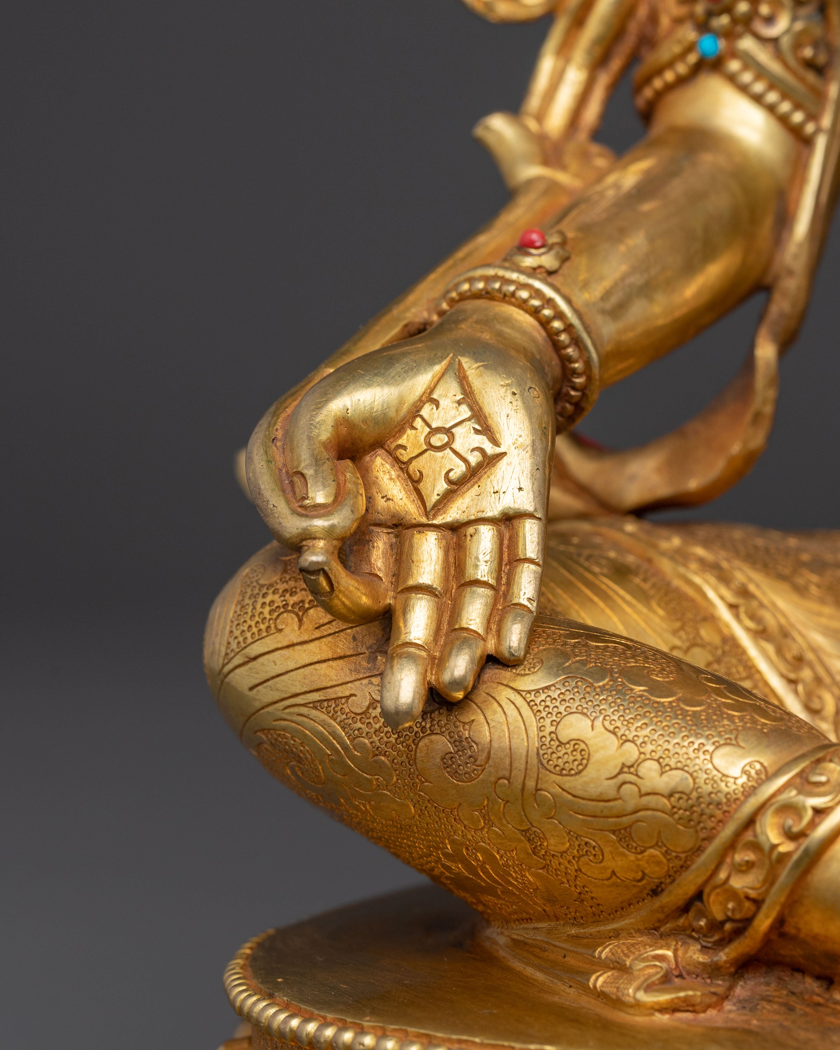 Mother Green Tara Golden Sculpture | Traditional Nepali Handmade Statue