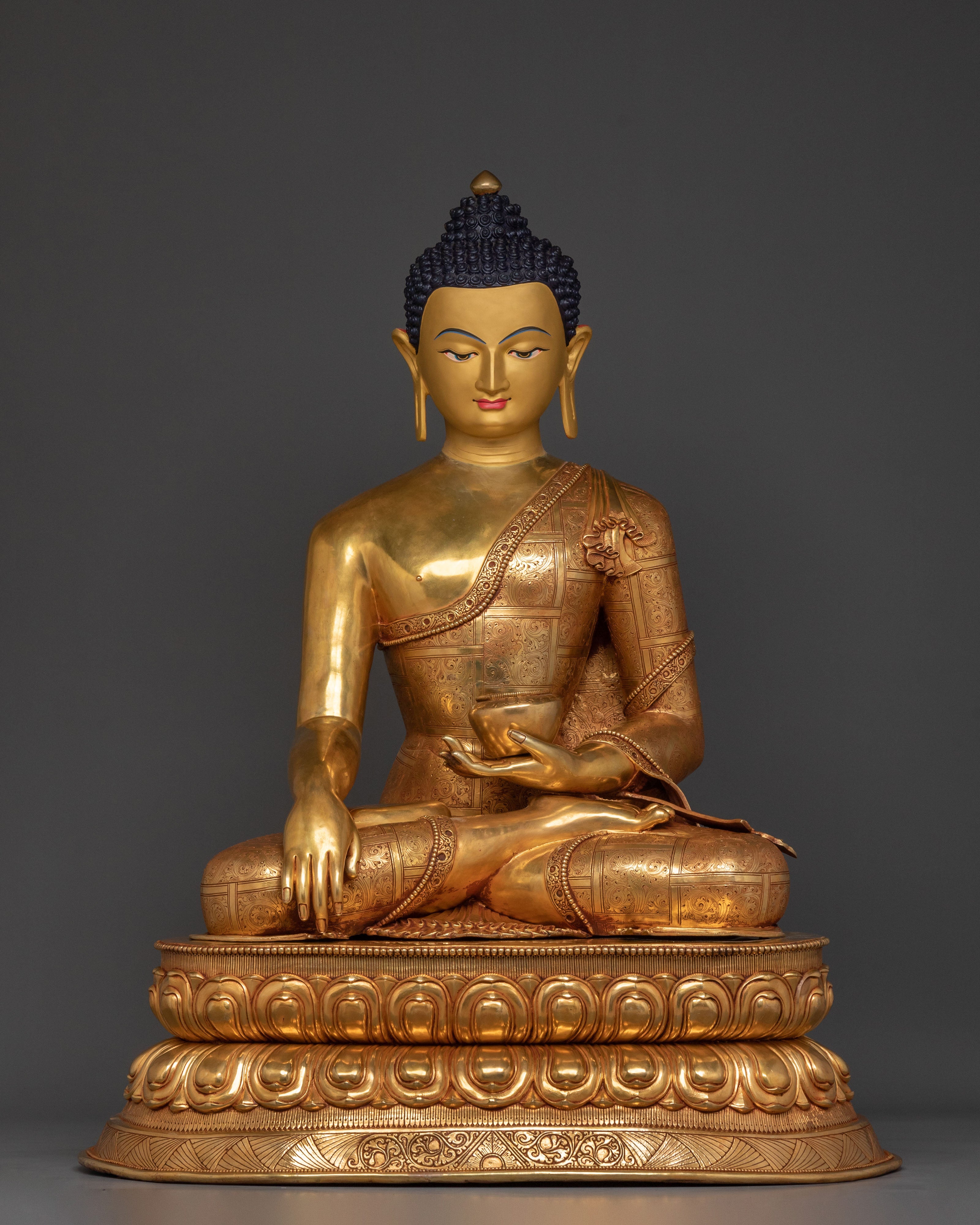 Shakyamuni Buddha Statue | 24K Gold Gilded Buddhist Icon