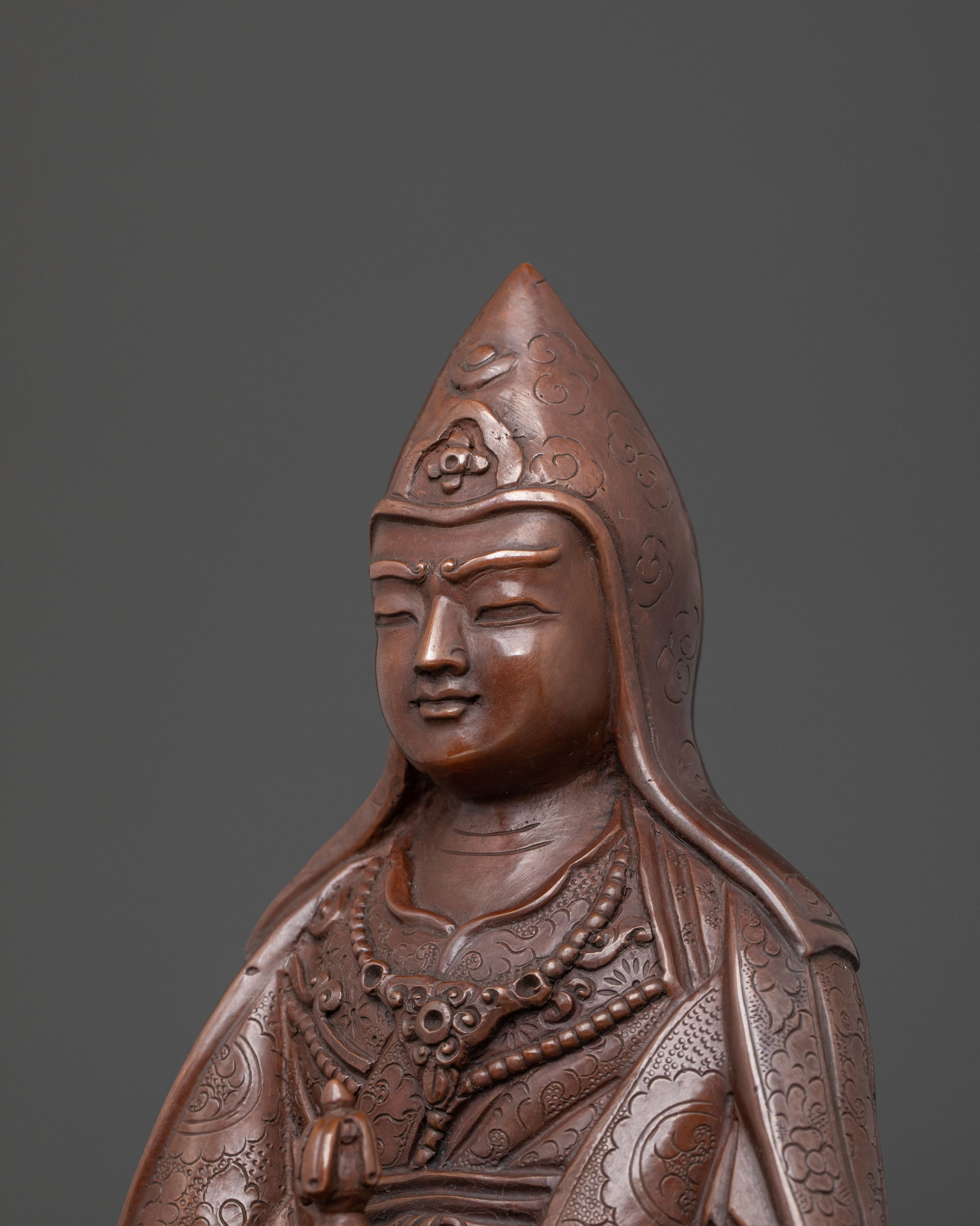 Guru Dewa Chenpo Oxidized Copper Statue for Altars