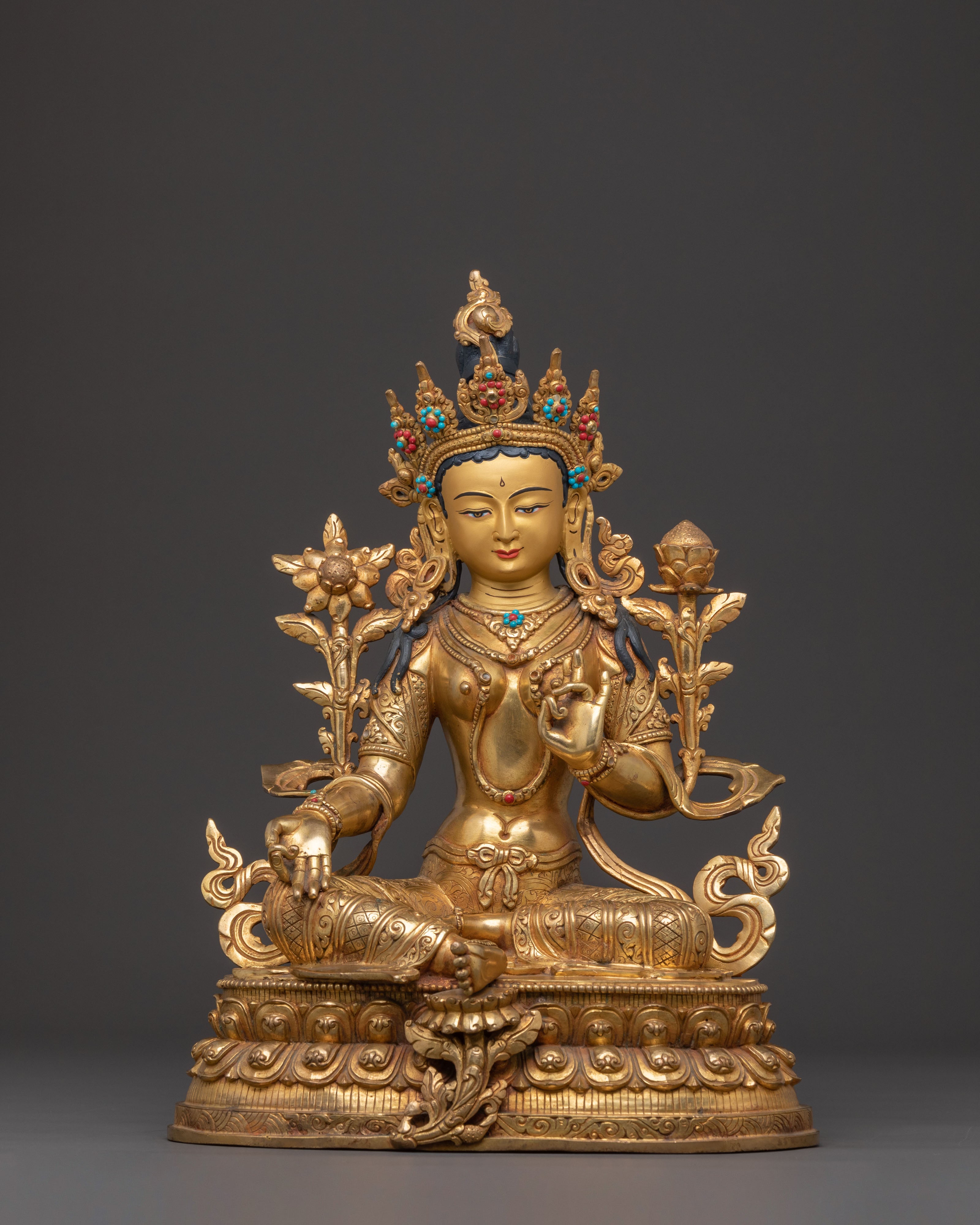Golden Green Tara Peace Statue