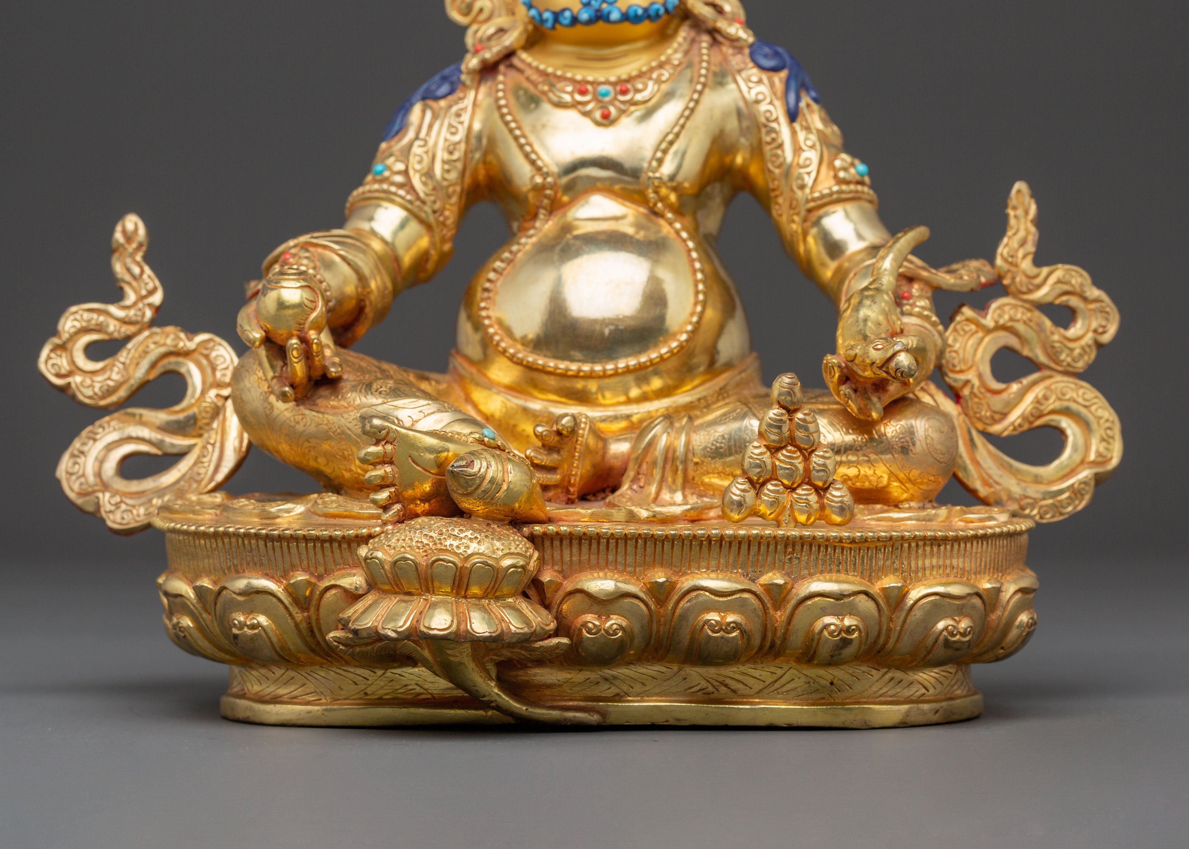 Dzambhala Wealth Prosperity Statue – Hand-Gilded Copper