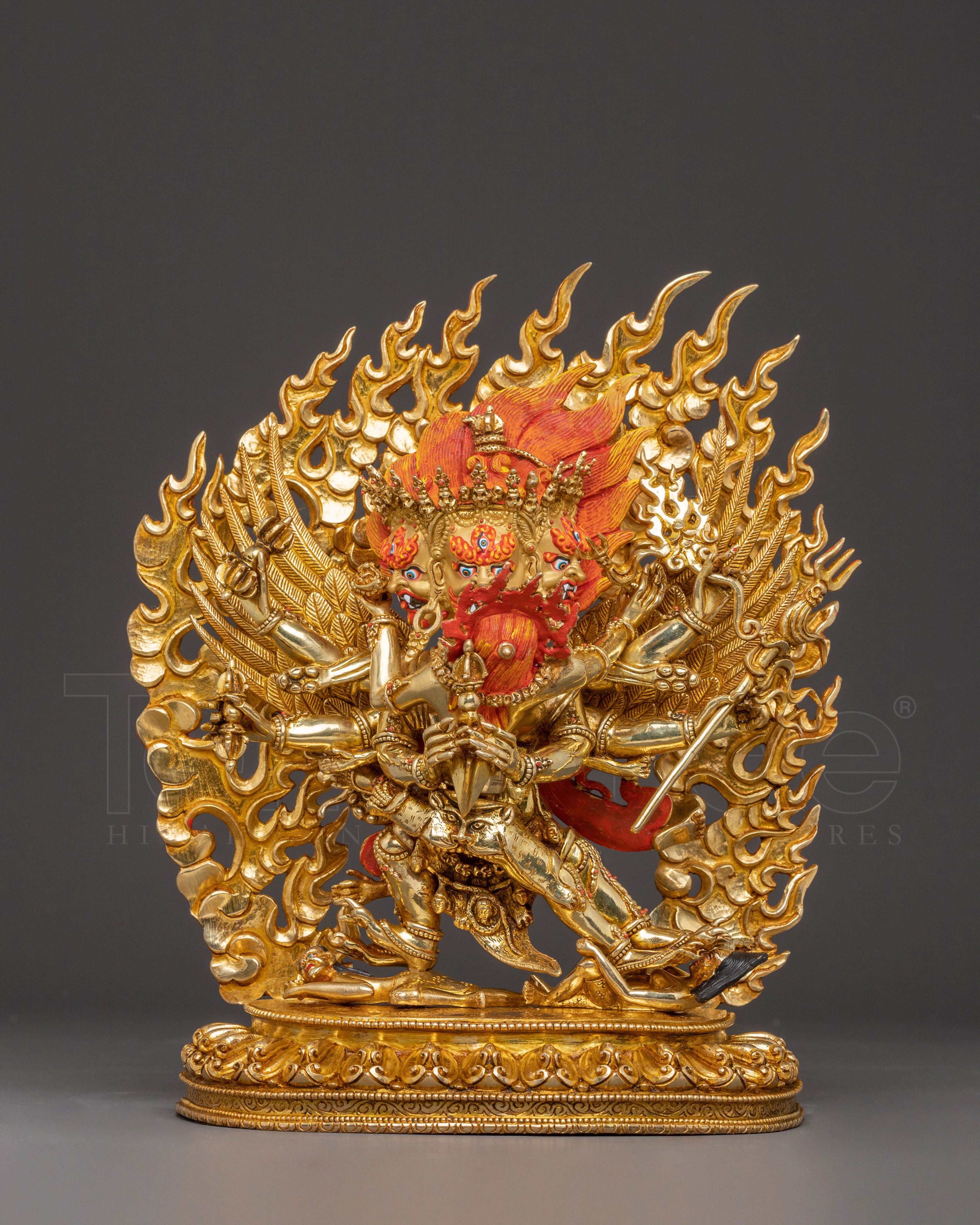 Golden Vajrakilaya Handcrafted Statue | Wrathful Deity Artwork