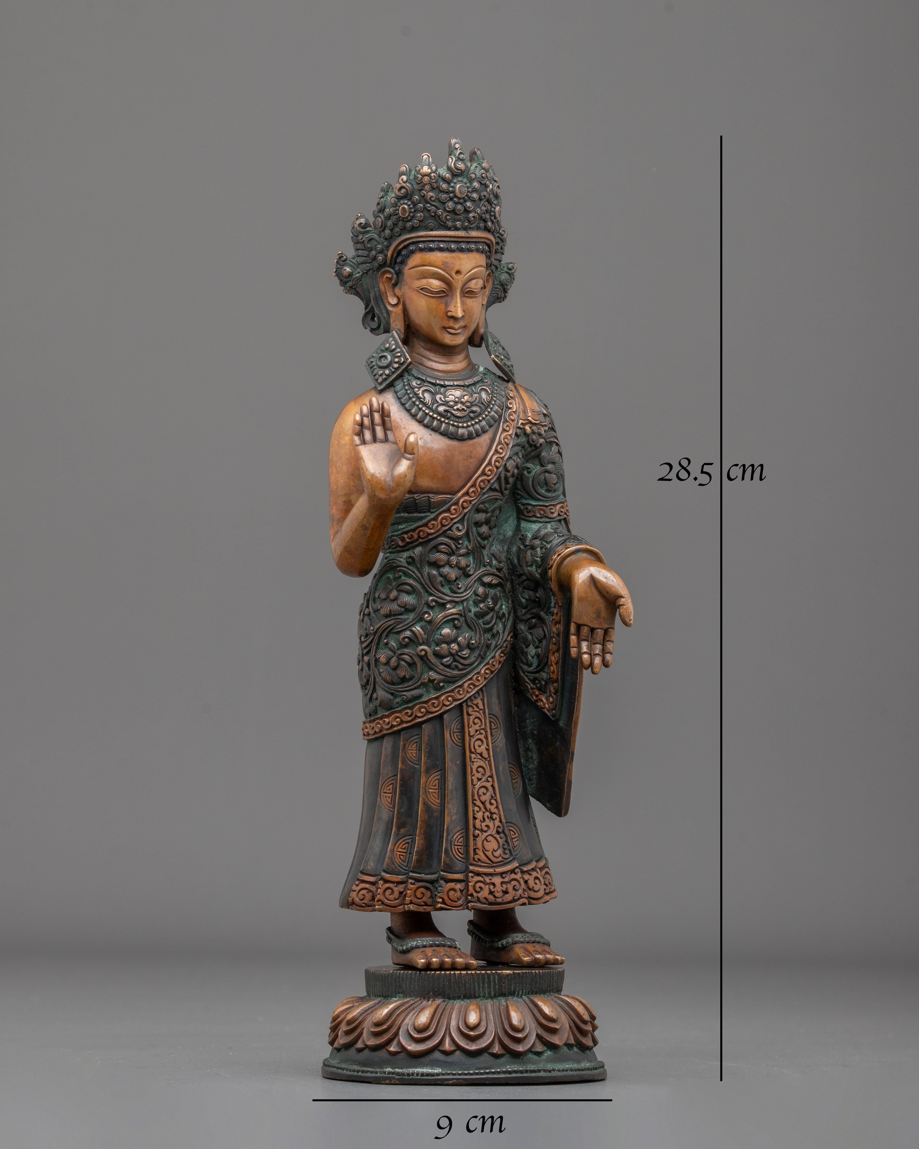 Dipankara Buddha Oxidized Copper Figurine: Symbol of Enlightenment