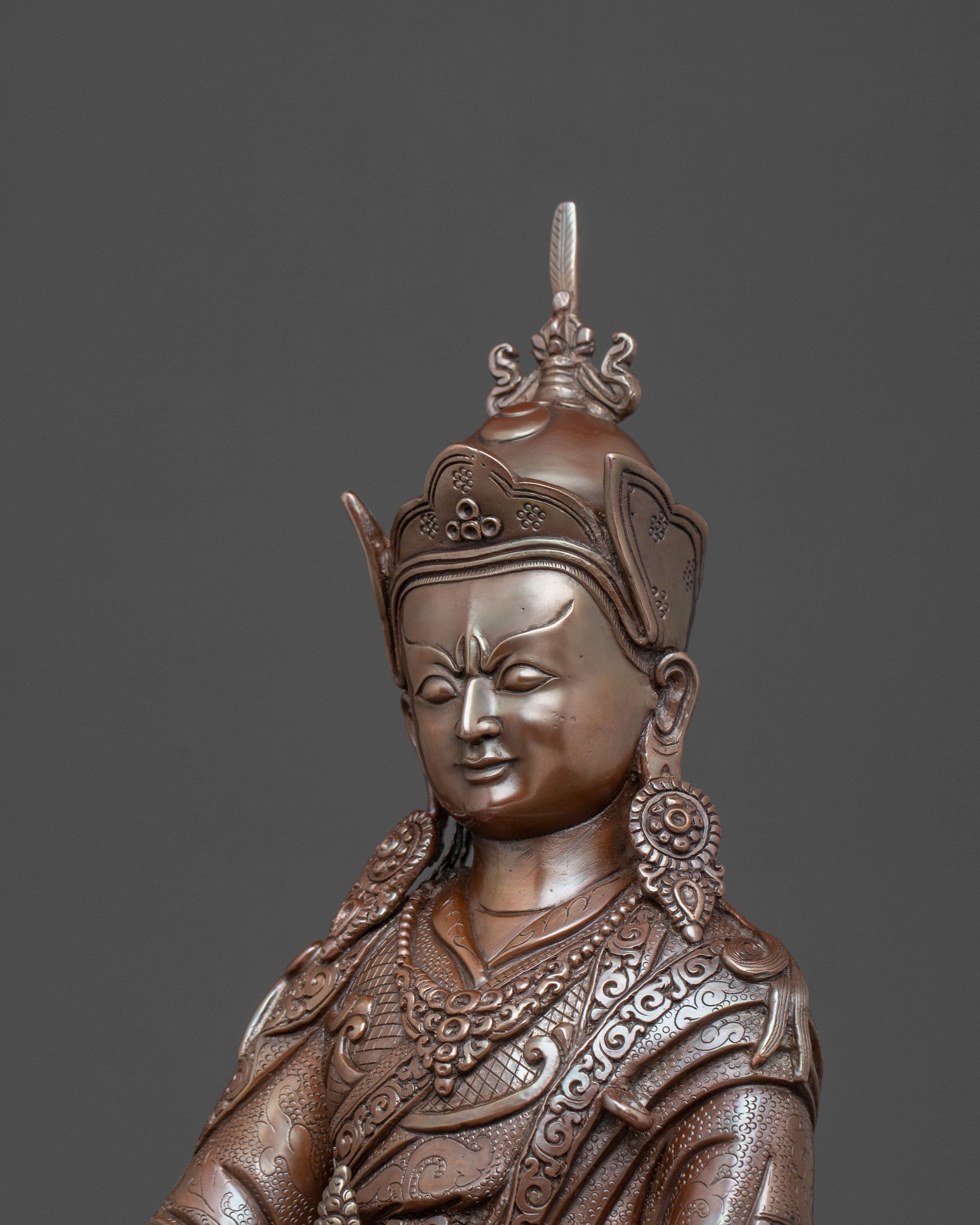 Guru Rinpoche Statue | Oxidized Copper Icon