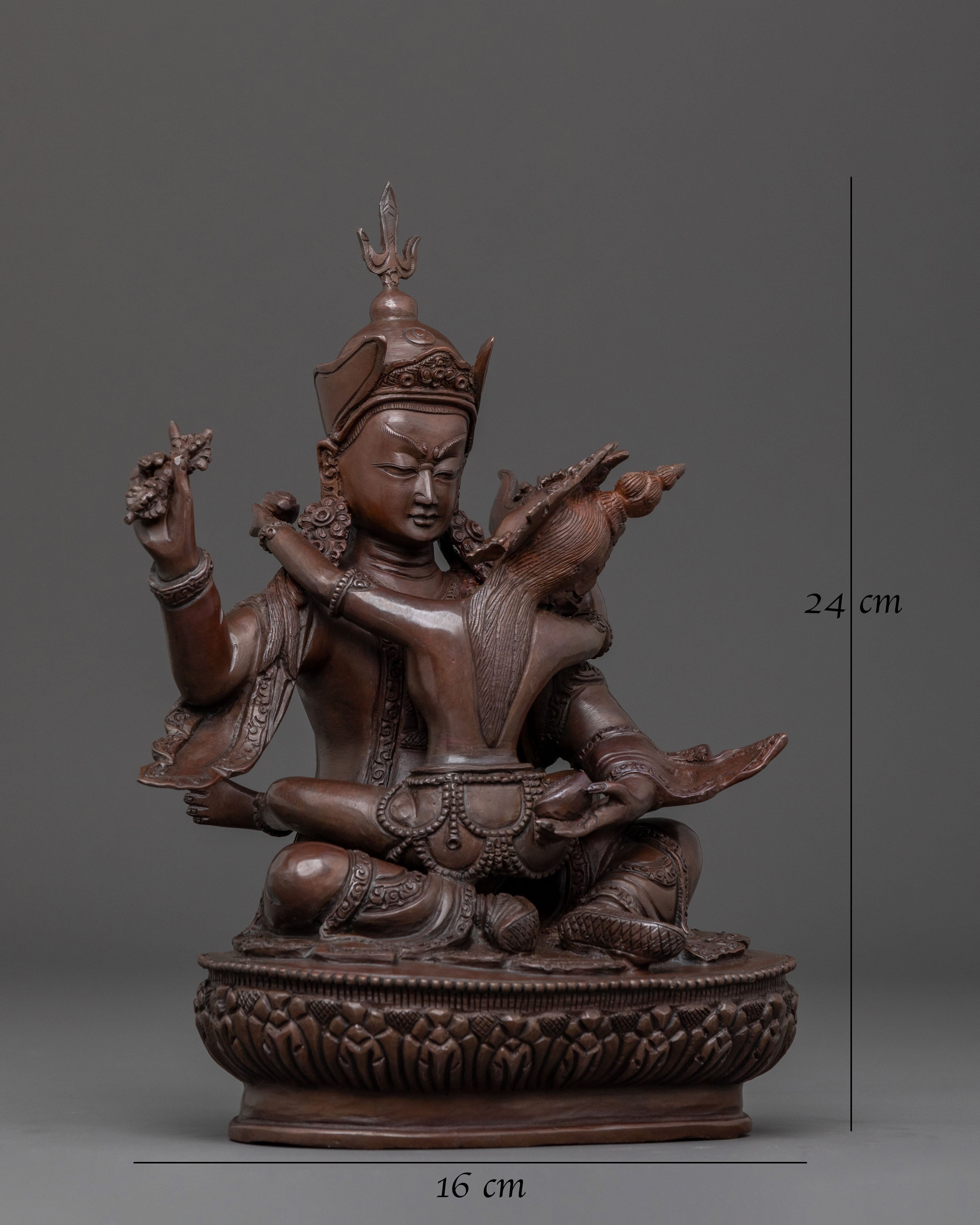 Padmasambhava Sacred Sculpture: Oxidized Copper Art