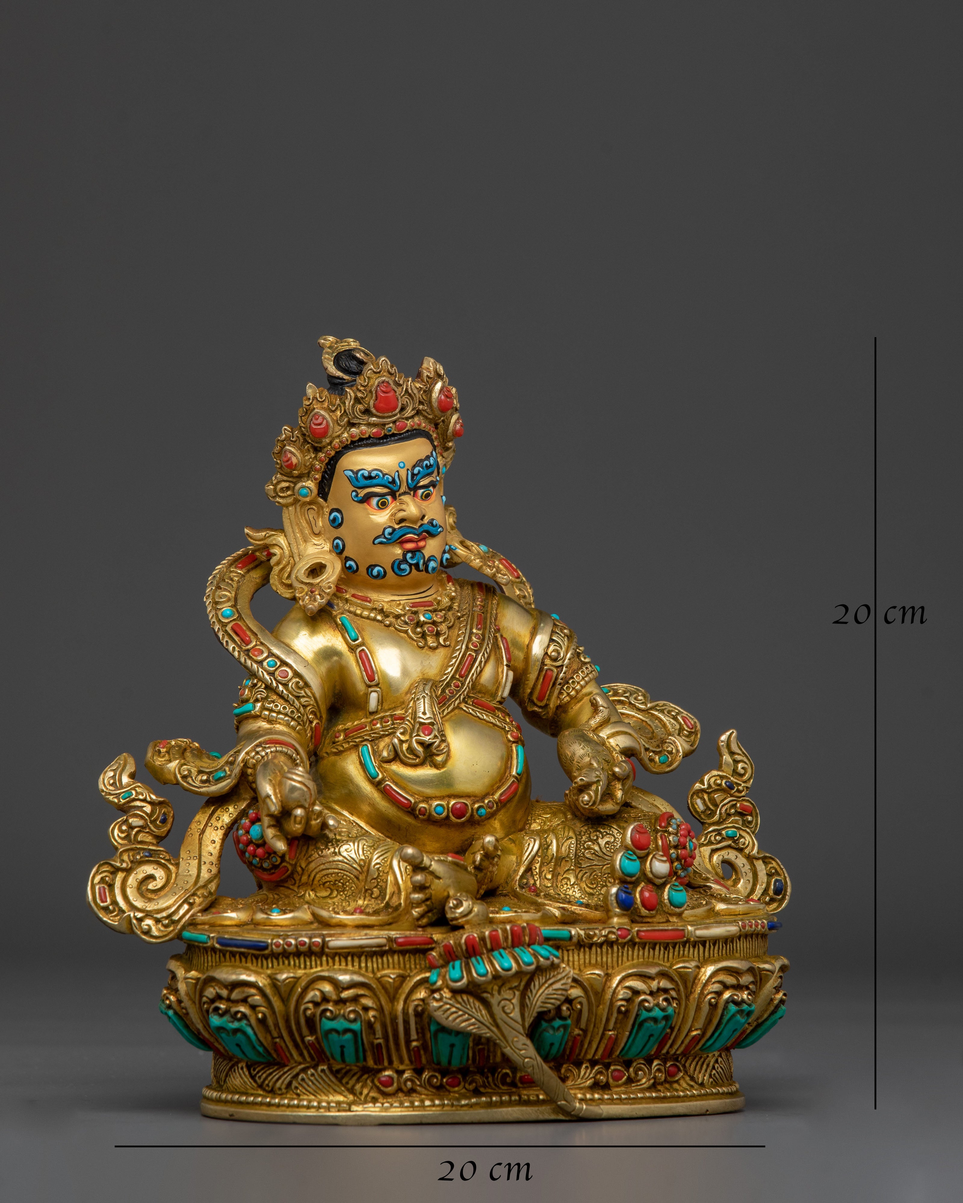 Golden Dzambhala Statue | Himalayan Sacred Figurine
