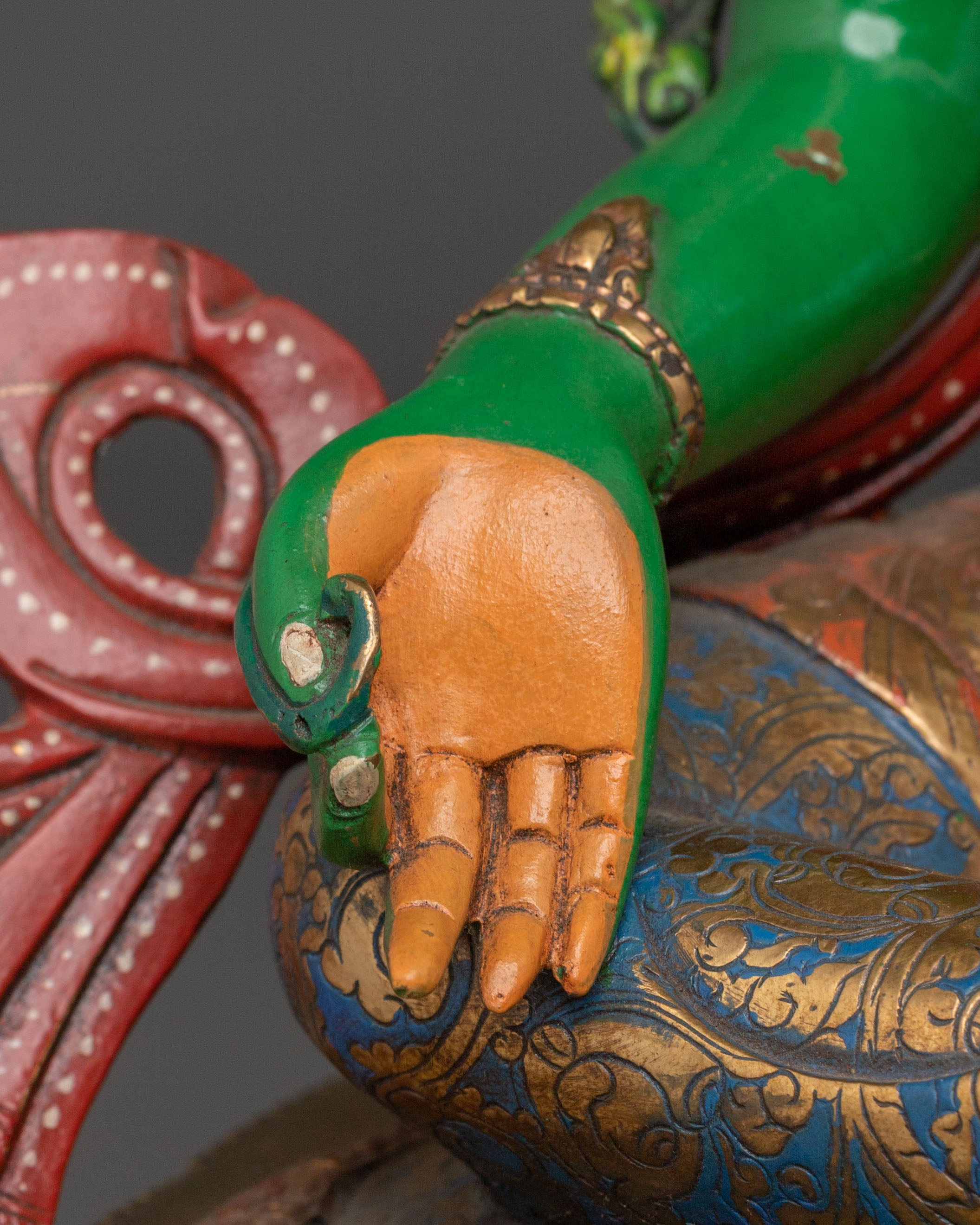 A Serene Peaceful Guardian Green Tara Statue