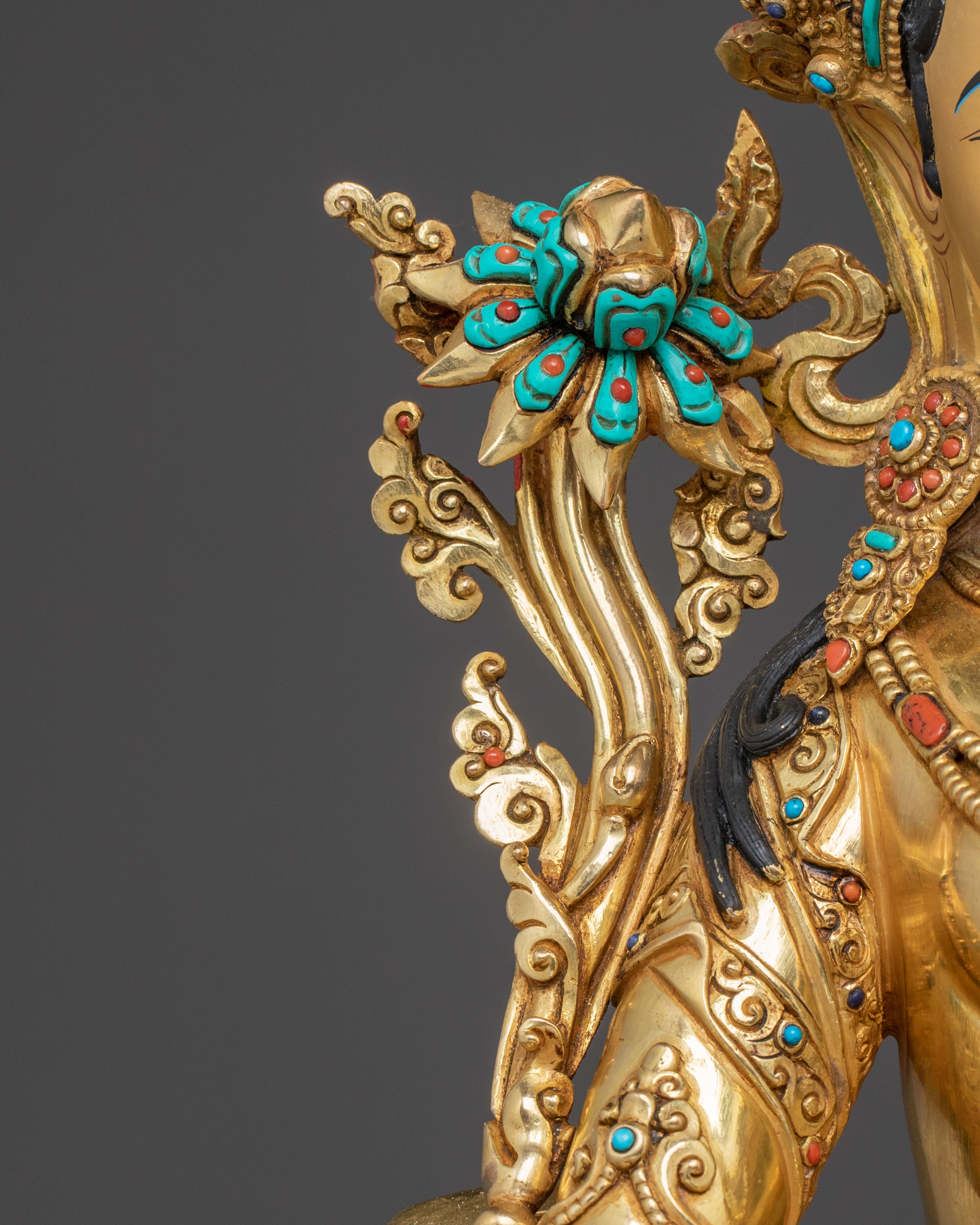 Sacred Compassion Green Tara Statue – Hand-Gilded Art