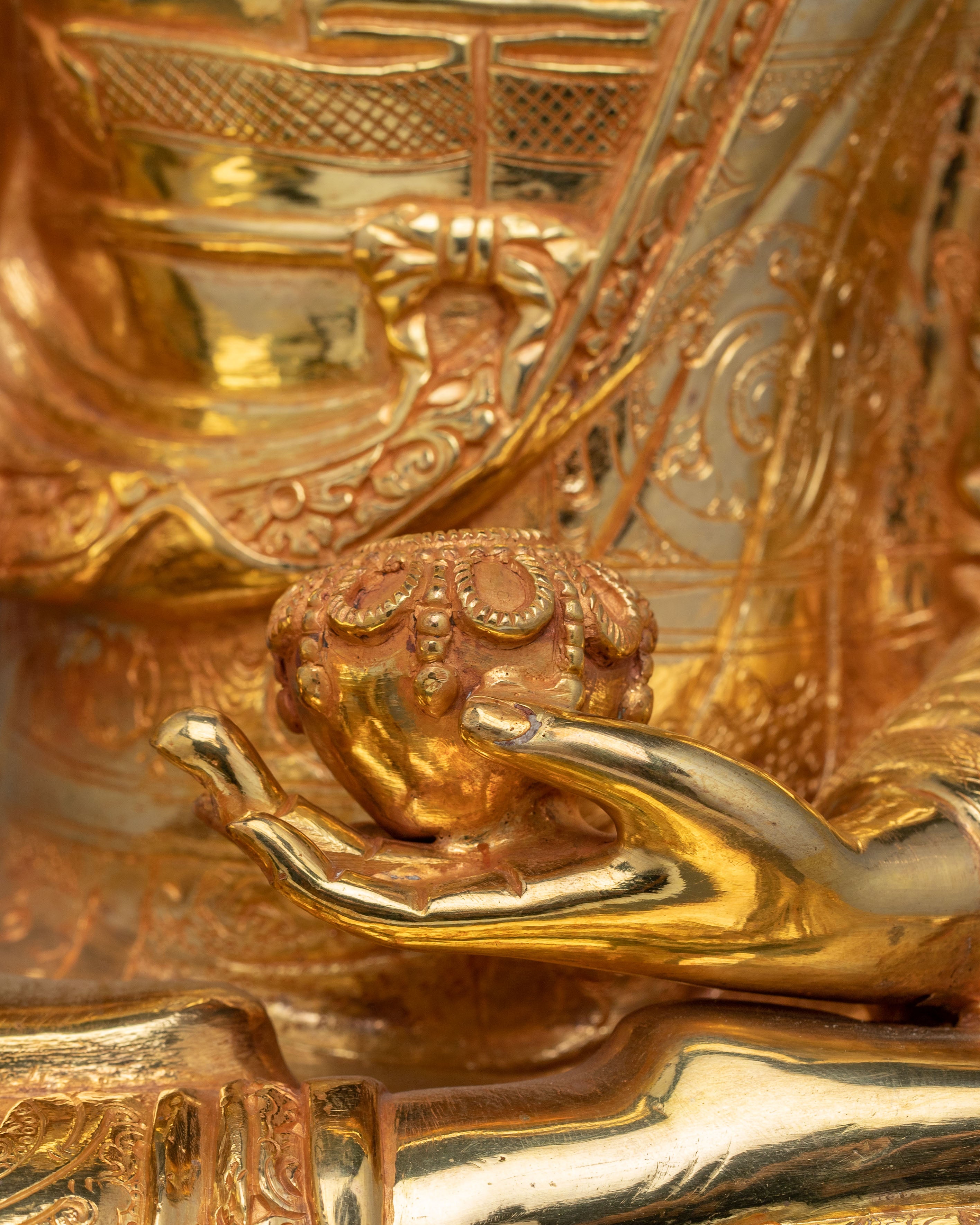Shakyamuni Buddha Sacred Sculpture – Handcrafted Gold Gilded Statue