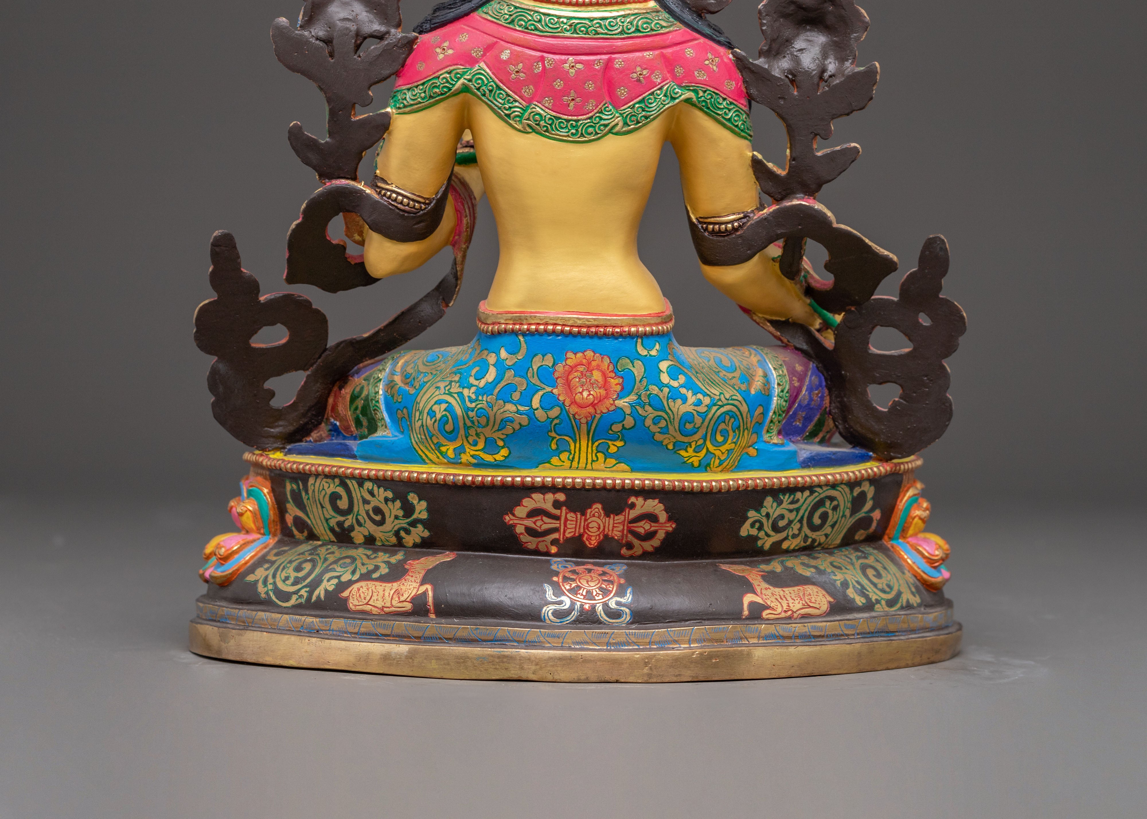 Vibrant Mother Green Tara Statue | 24K Gold Gilded Sculpture