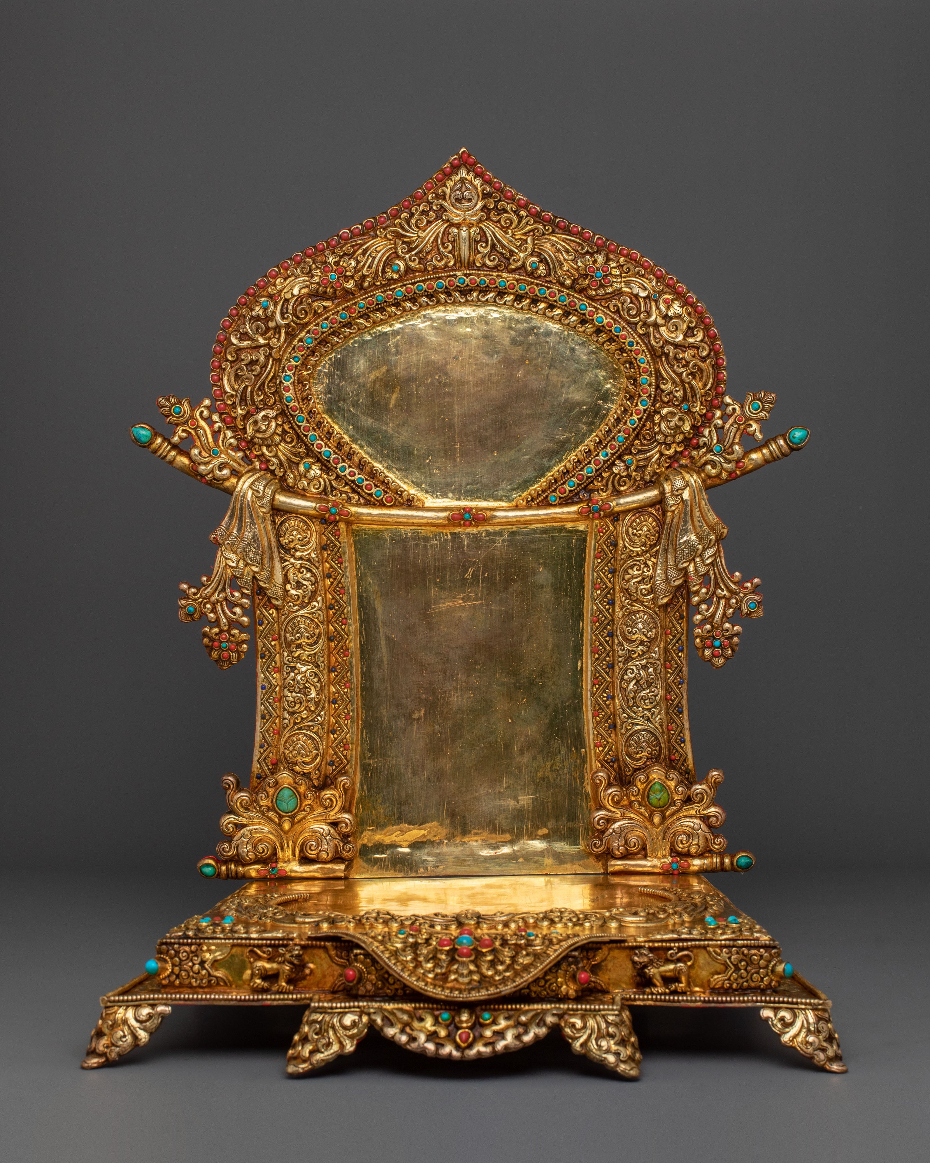 Shakyamuni Buddha On Throne | 24K Gold Glided