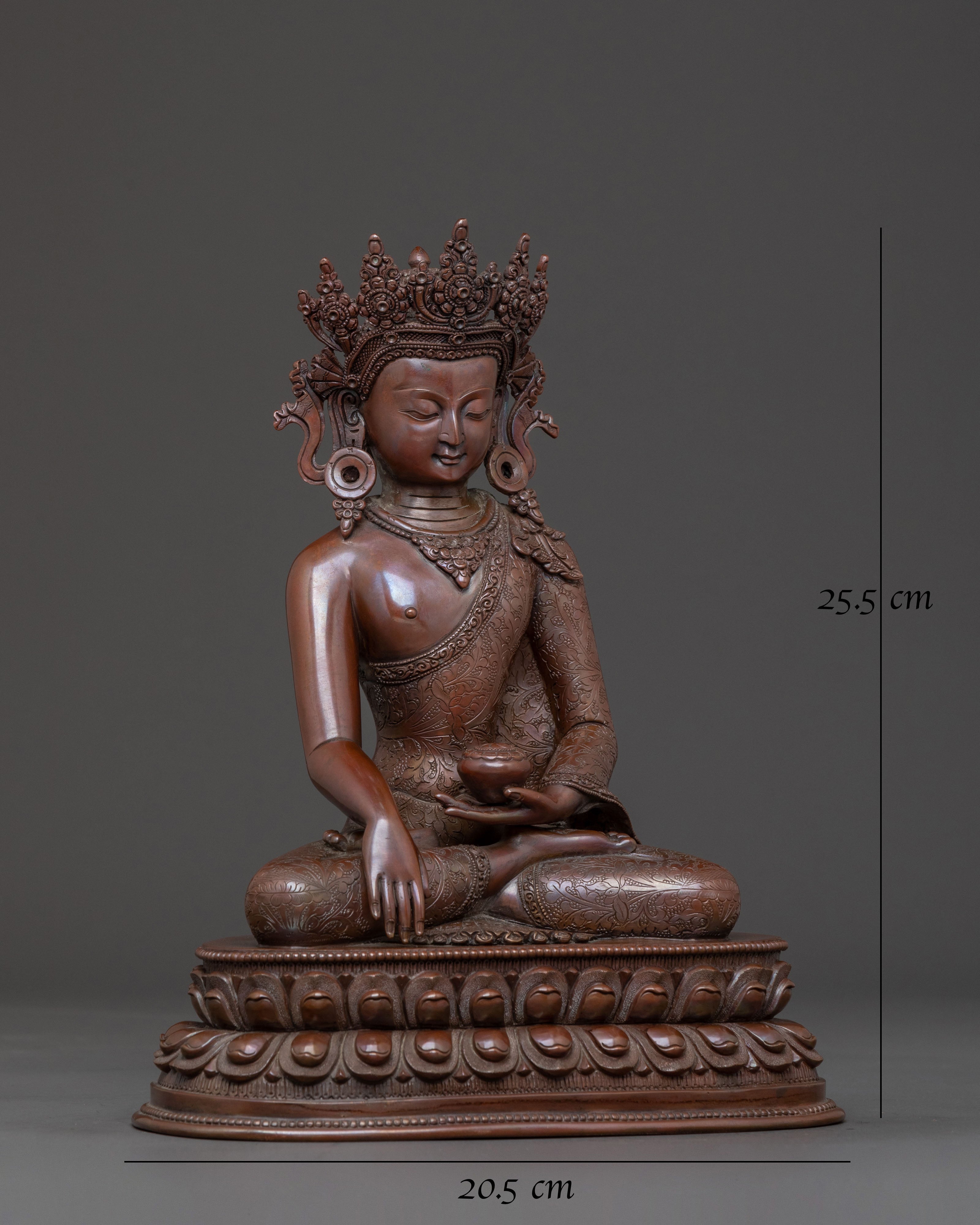 Three Buddhas Spiritual Statue Set in Oxidized Copper