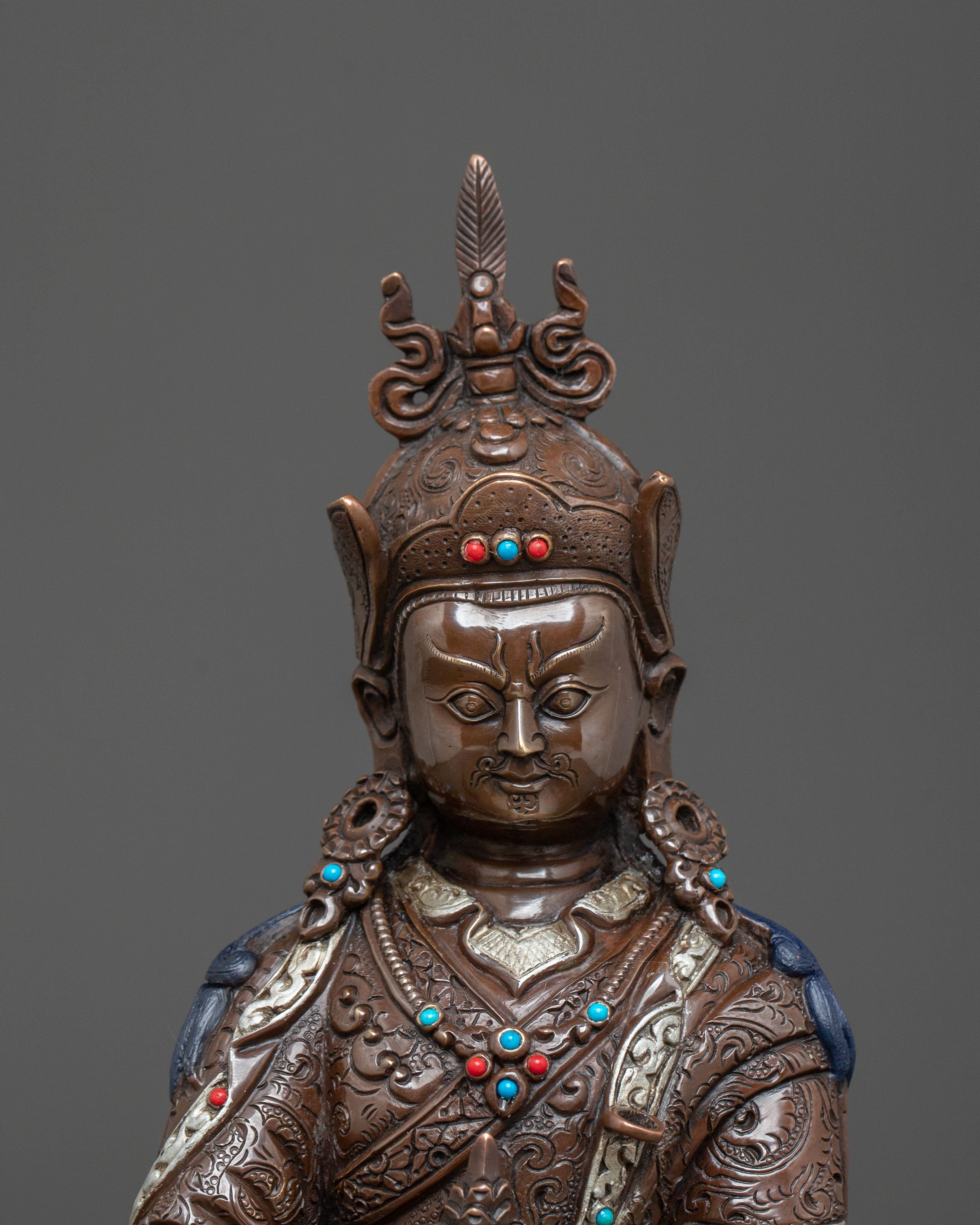 Guru Rinpoche Silver Plated Meditation Statue