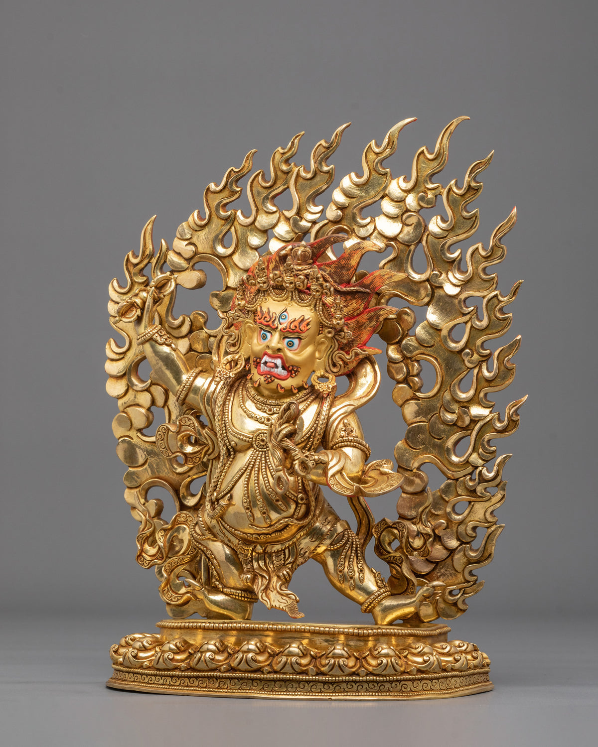 Sacred Bodhisattva Vajrapani Golden Sculpture | 24K Gold Gilded