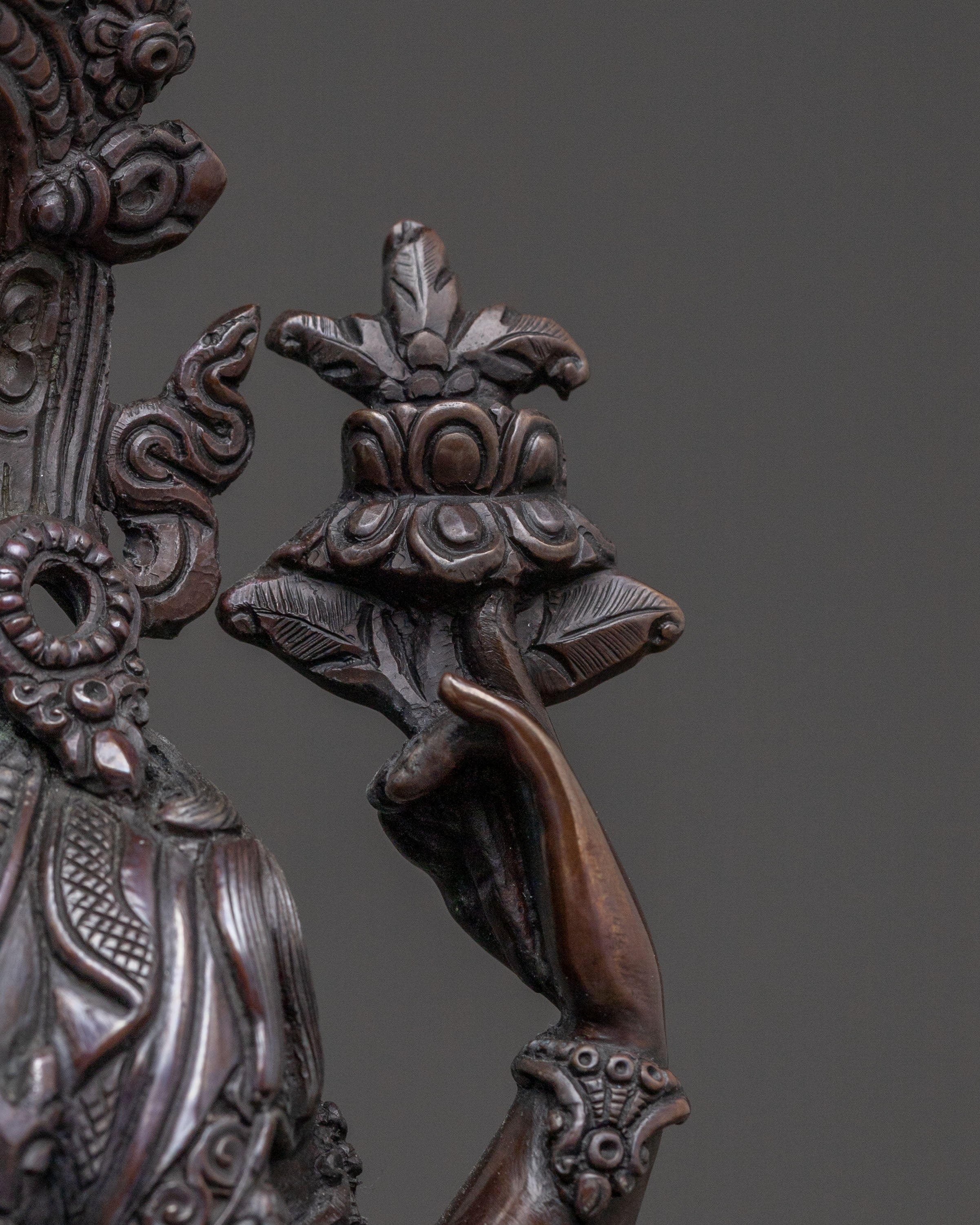 Chenrezig Statue of Compassion – Oxidized Copper Art