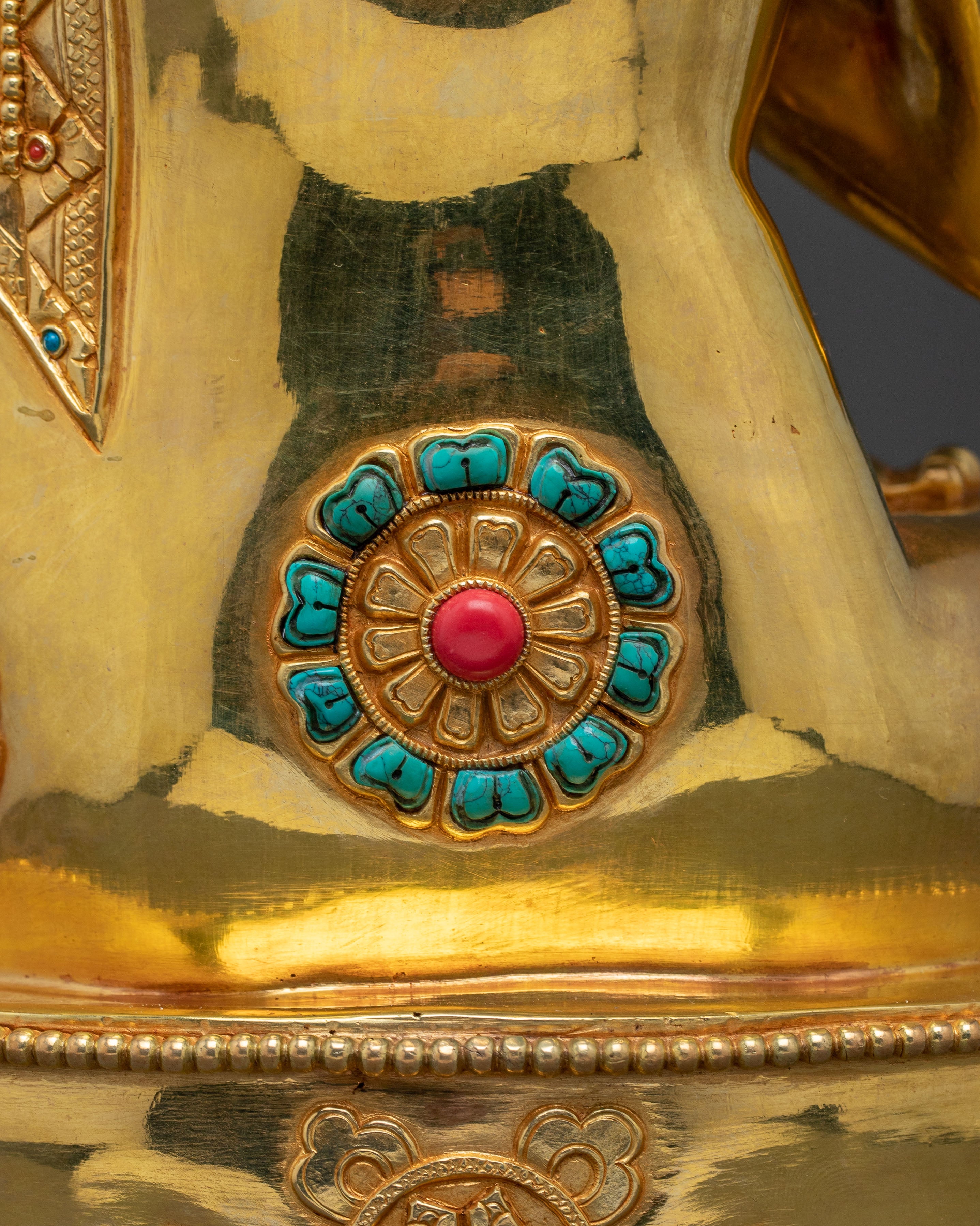 Maitreya Buddha Blessing Statue - 24K Gold Gilded