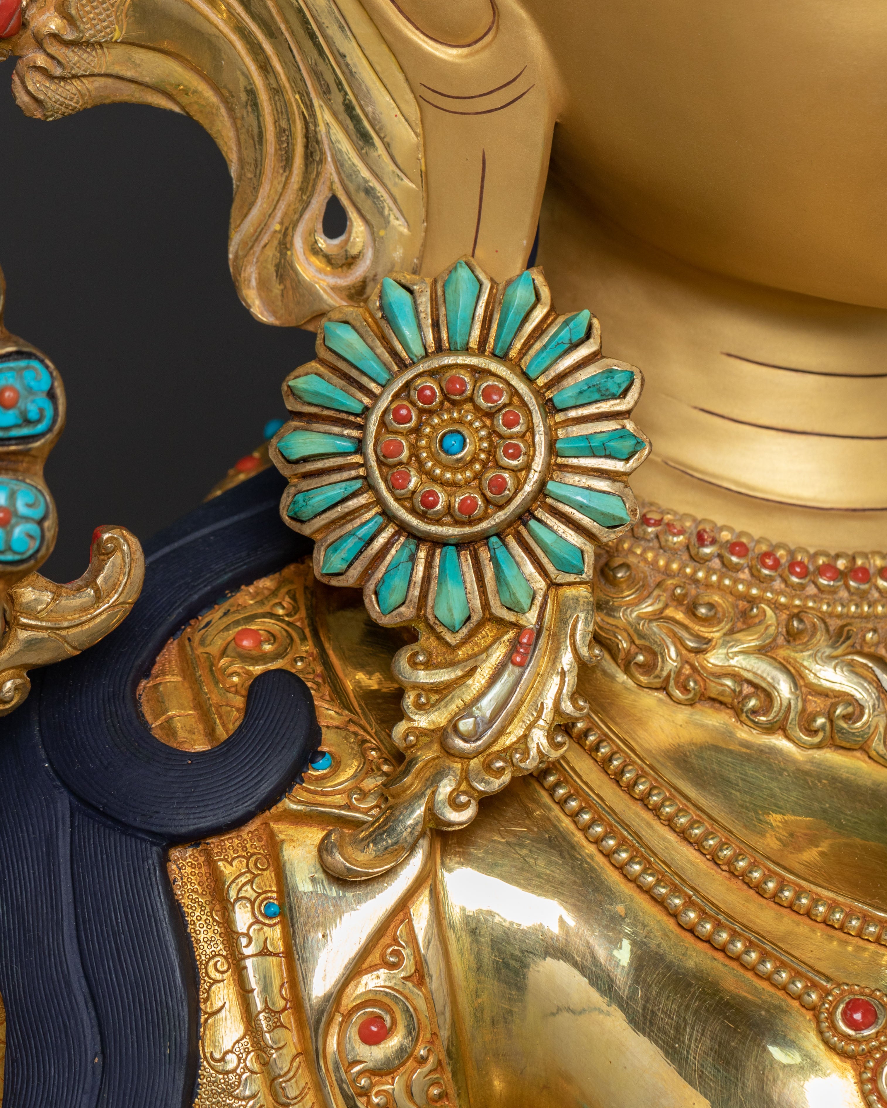 Life-Size Green Tara Statue | 24K Gold Glided Buddhist Sculpture