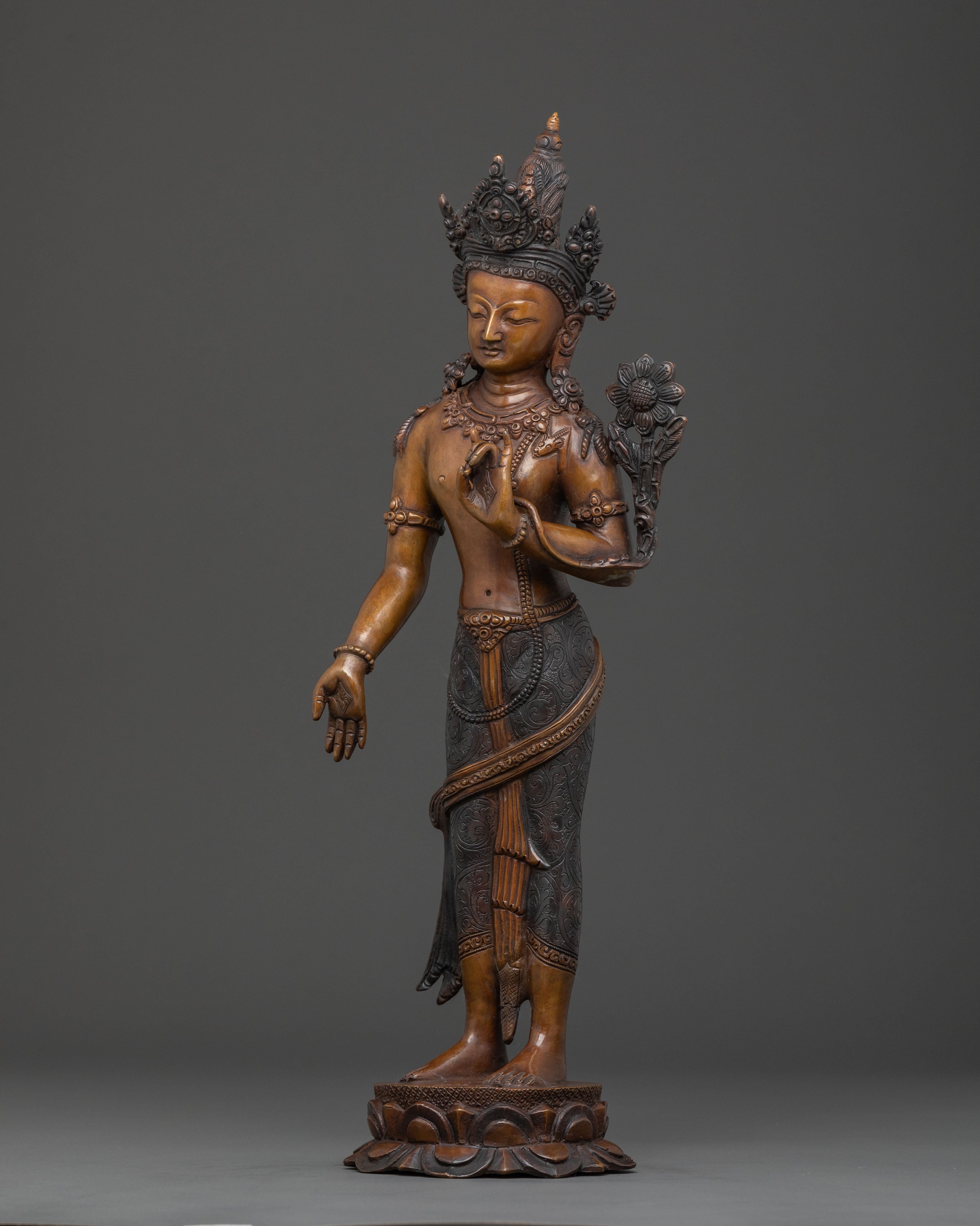 Padmapani Handcrafted Spiritual Statue | Lotus Bearer