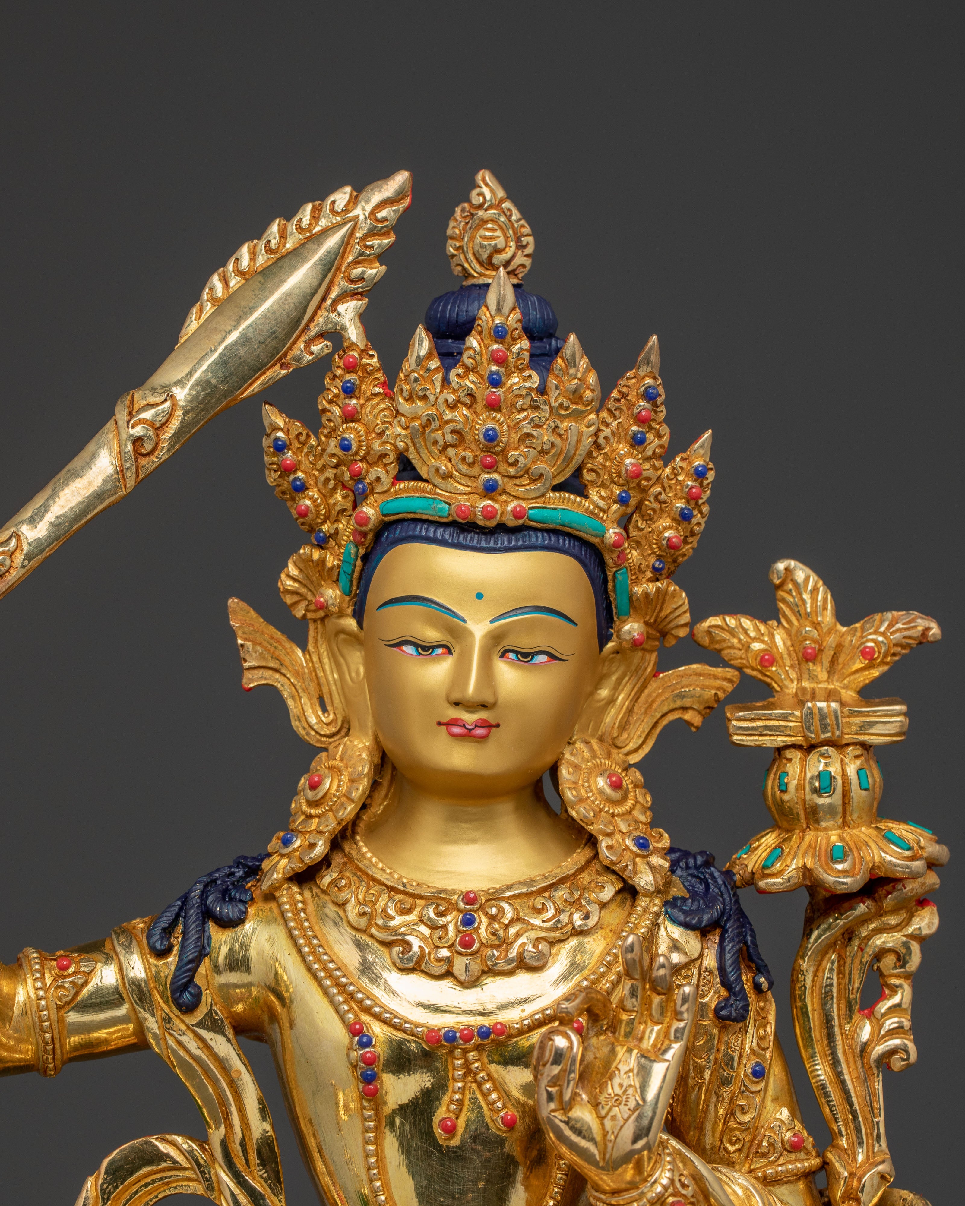 Samantabhadra Blessing Statue: Exquisite 24K Gold Gilded Form