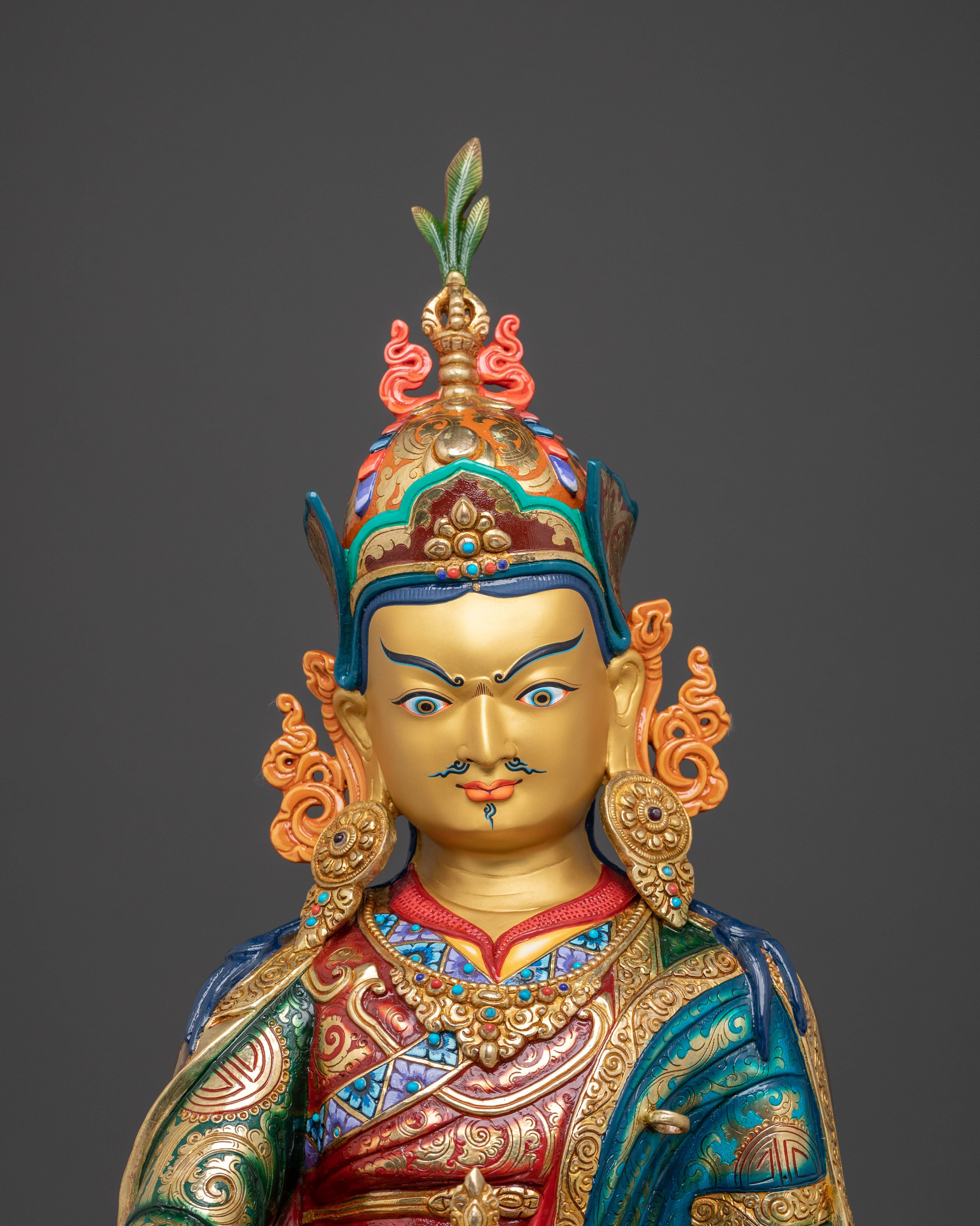 Magnificent Guru Rinpoche Vajra Master Statue | 24K Gold Gilded
