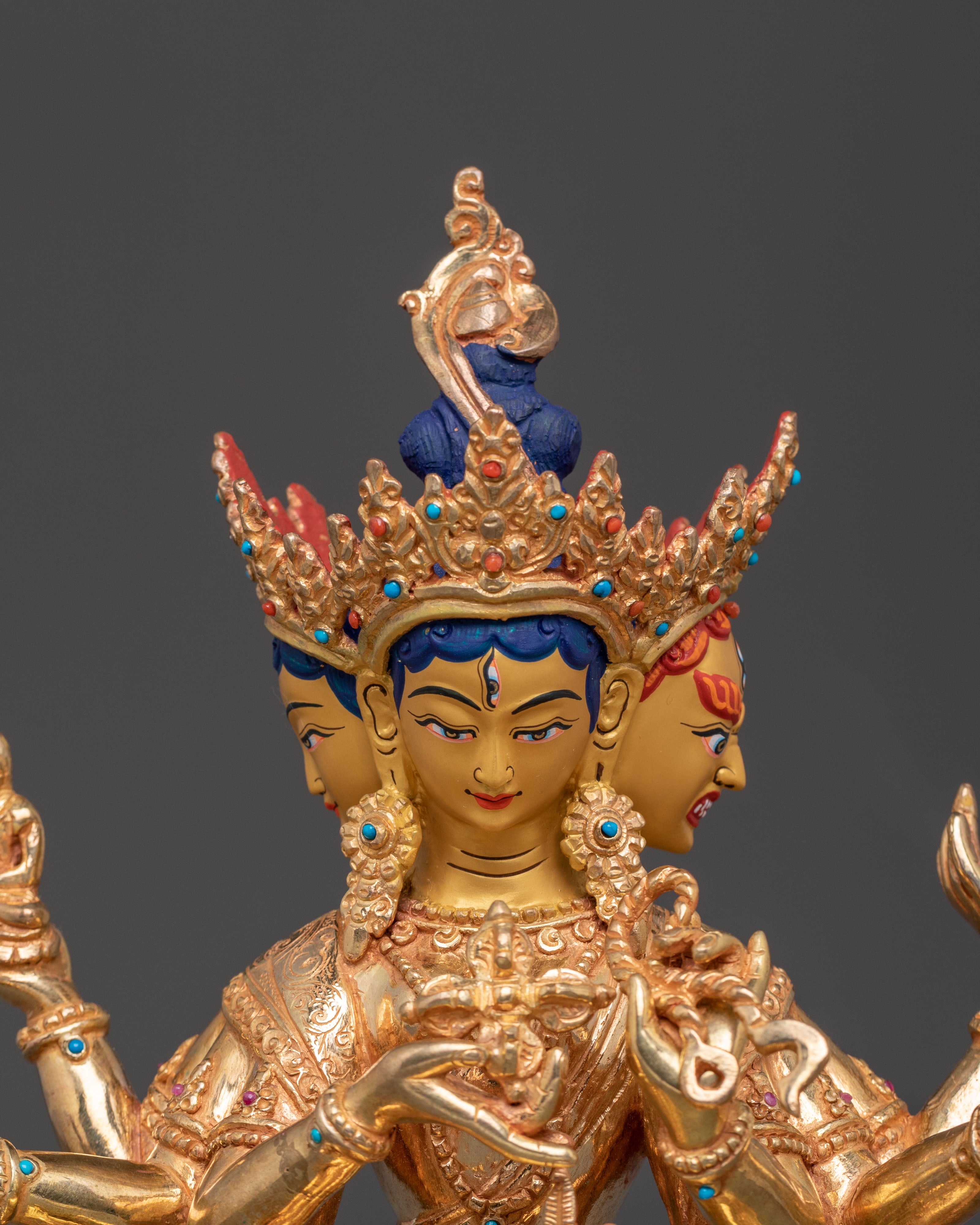 Three Face Nagyalma Statue | Tibetan Longevity Goddess