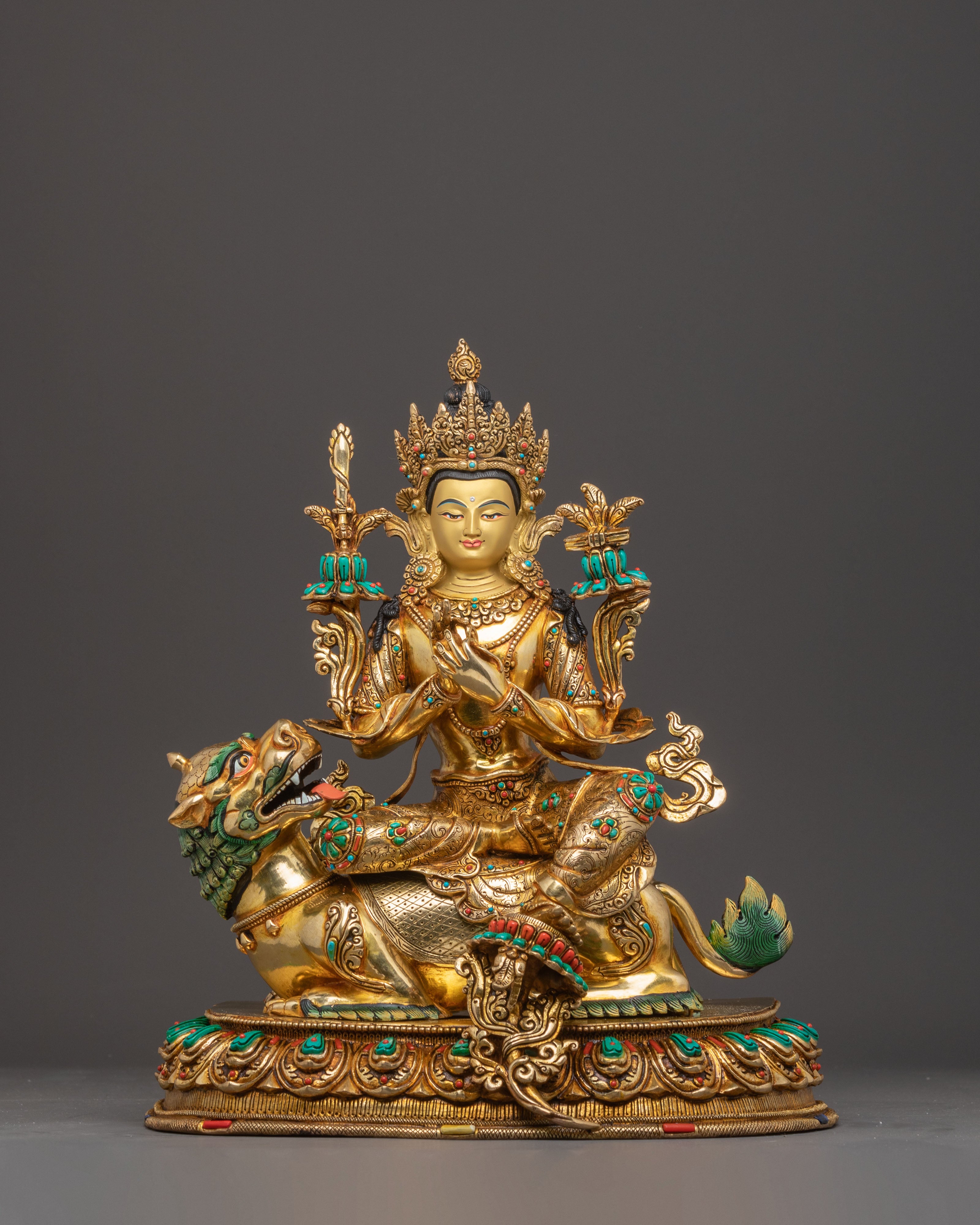 Divine Statue of Simhanada Manjushri | Himalayan Handcrafted Art