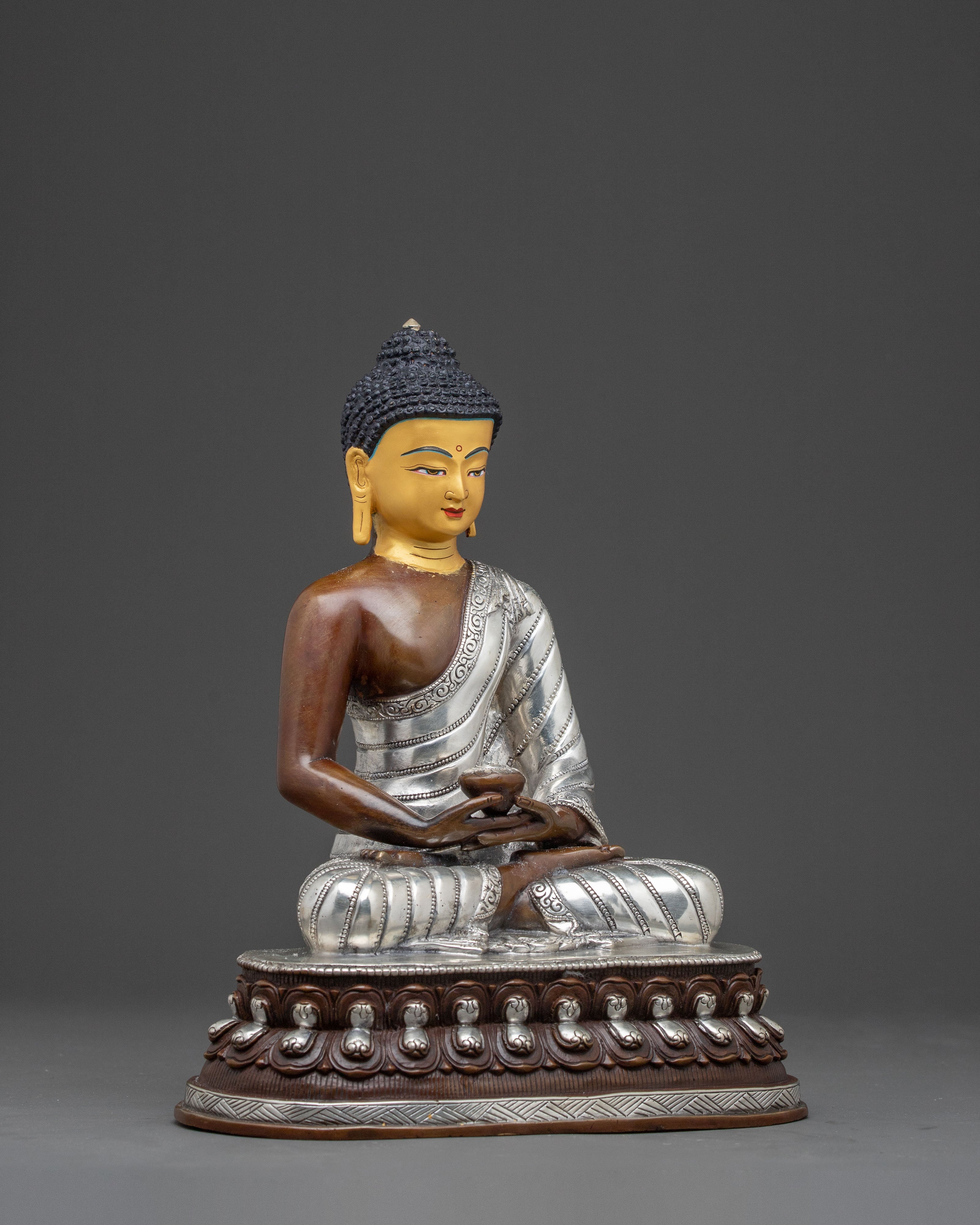 A Sacred Copper Statue Set of the Three Buddhas with 24K Gold Gilding