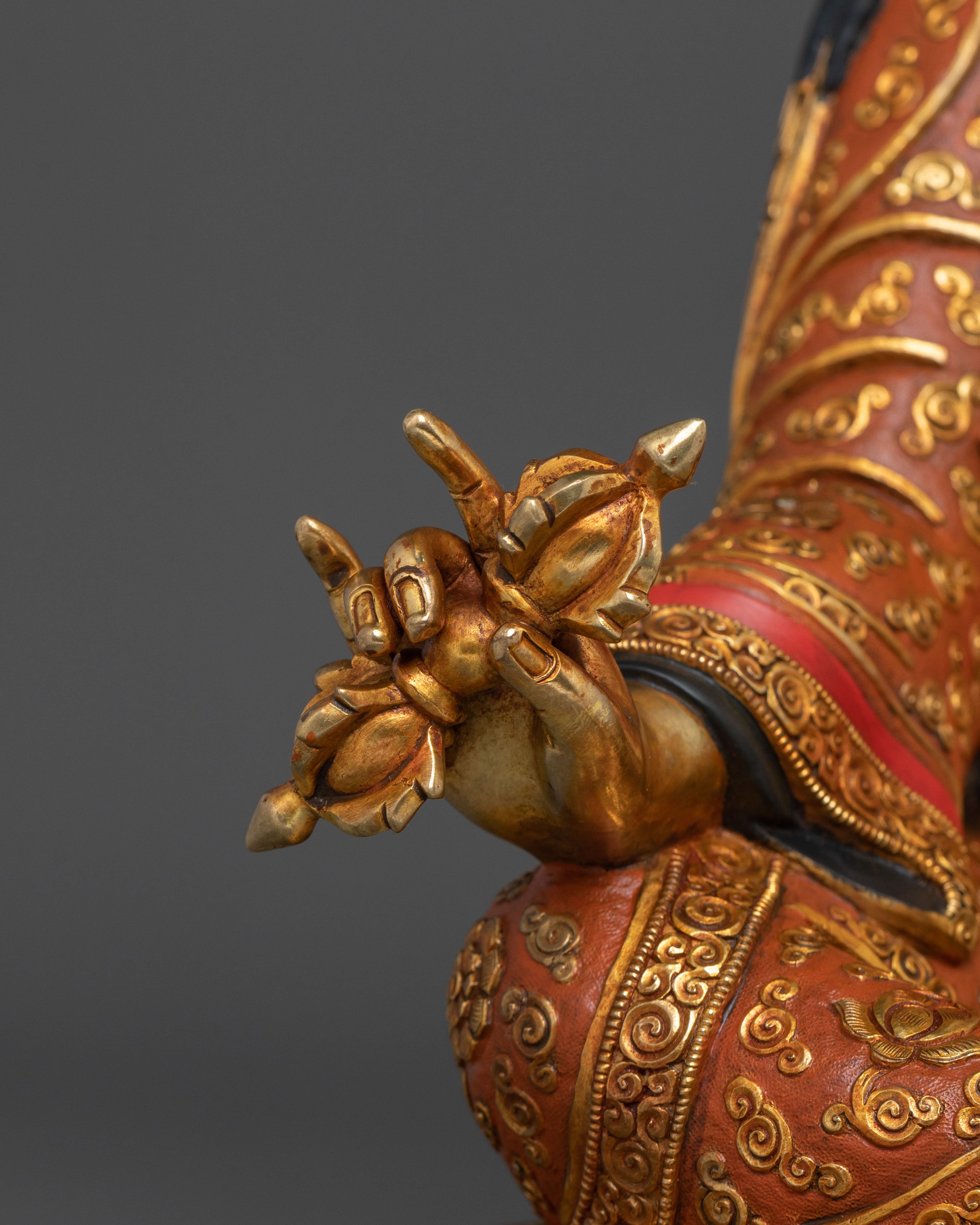 Guru Rinpoche Vajrayana Master Sculpture | Tibetan Buddhist Altar Decor