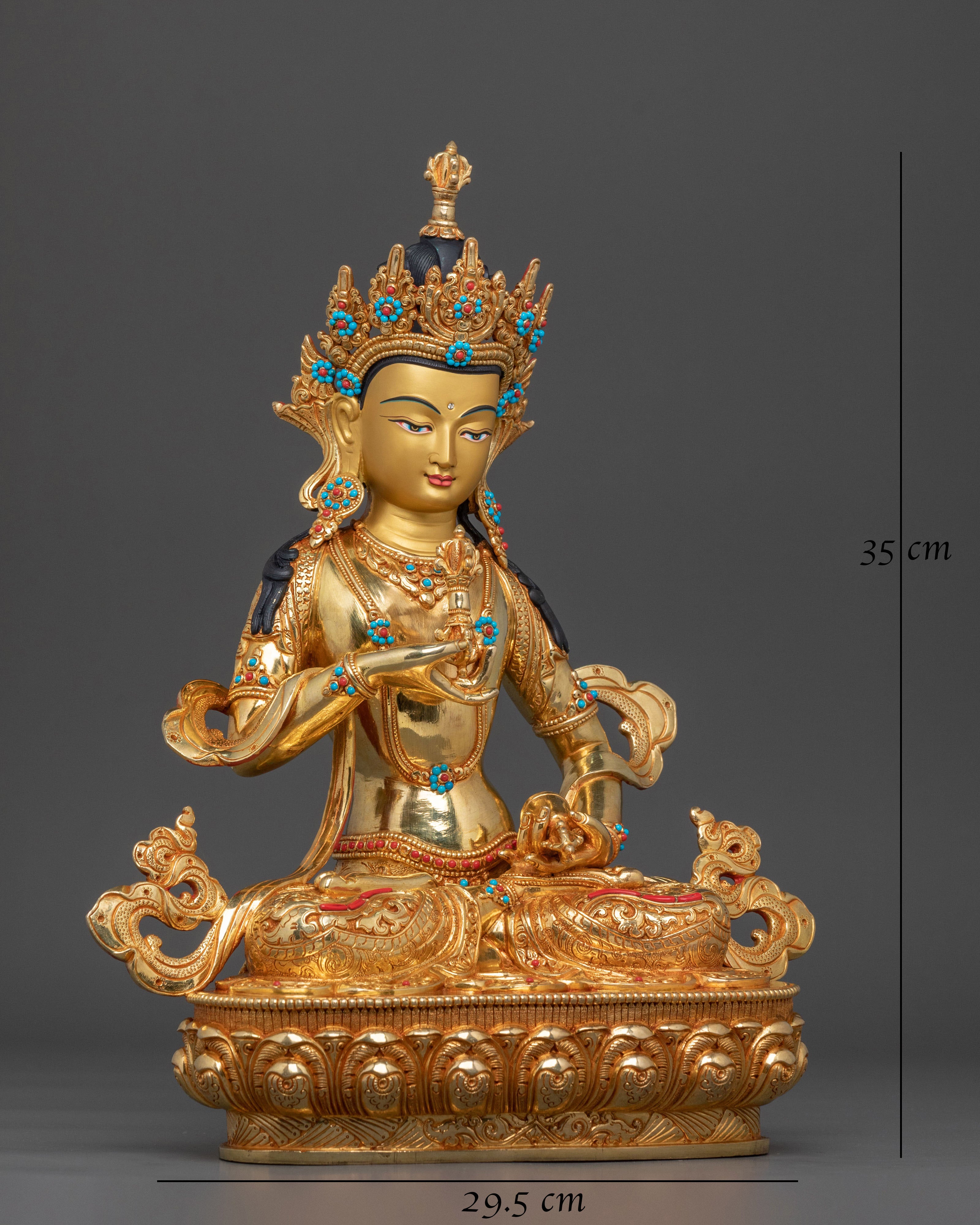 Vajrasattva Vajrayana Practice Sculpture in Gleaming Gold