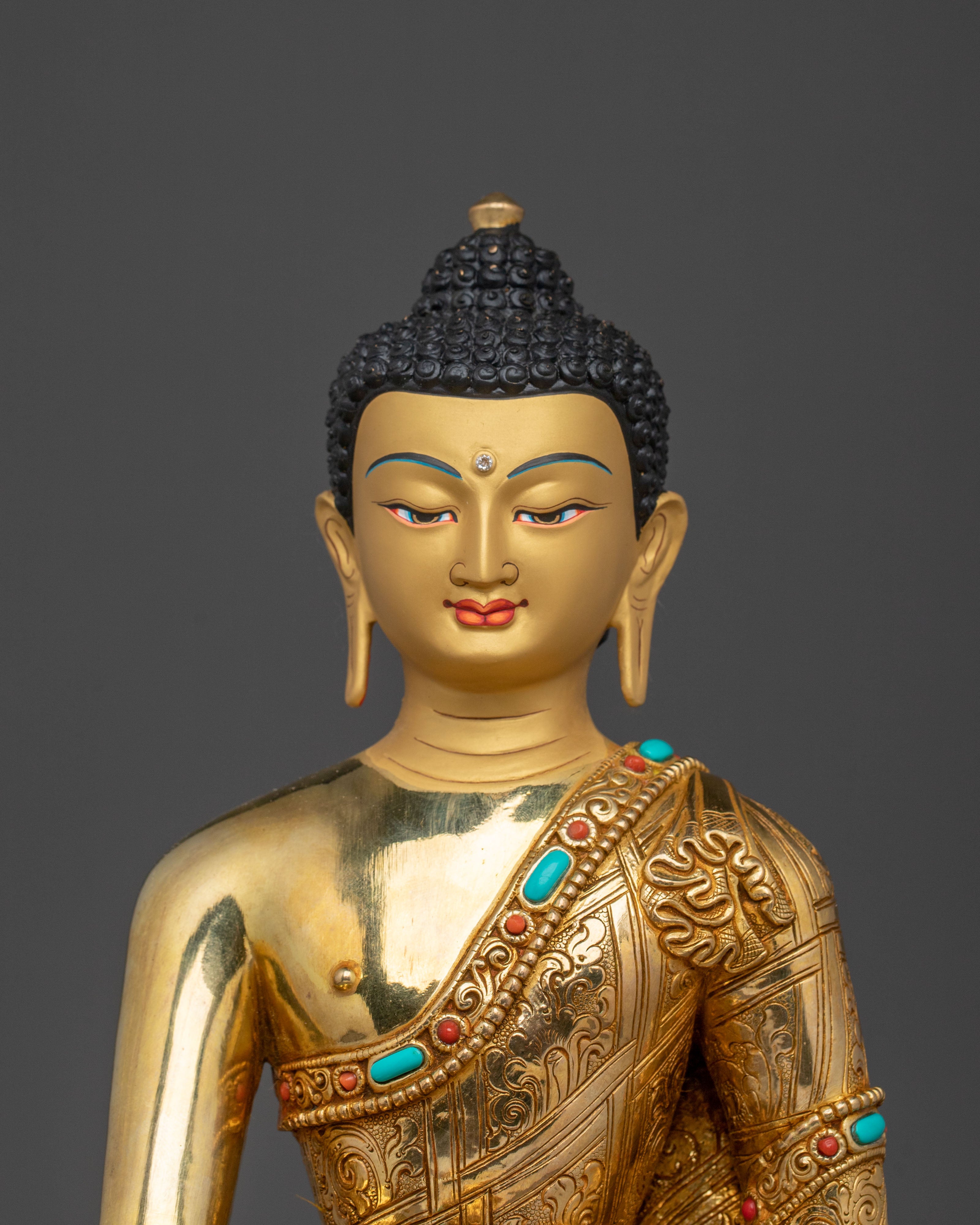 Shakyamuni Buddha Spiritual Golden Statue | Buddhist Shrine Decor