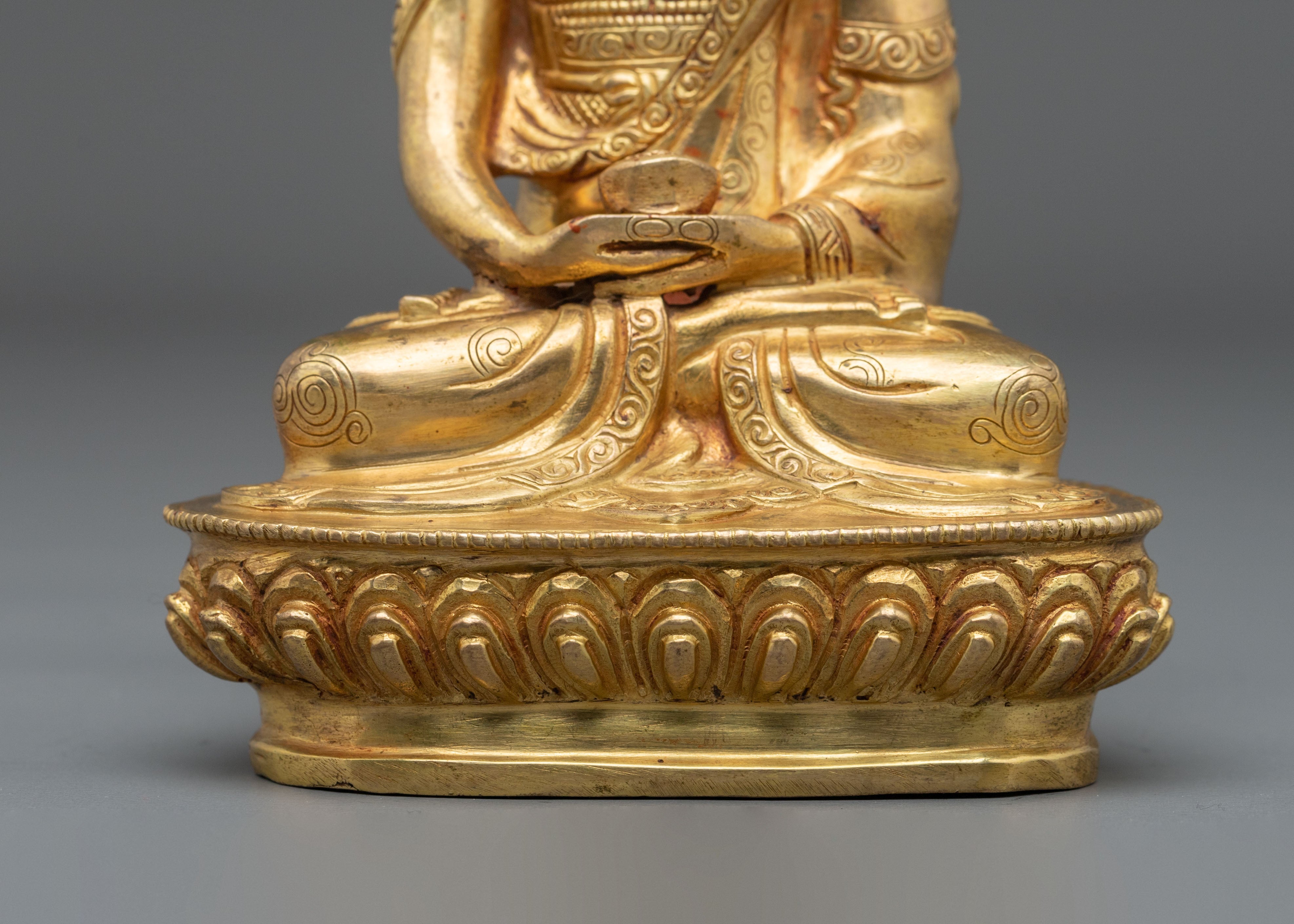 Hand-Carved Amitabha Buddha Statue | Serene & Gold Gilded