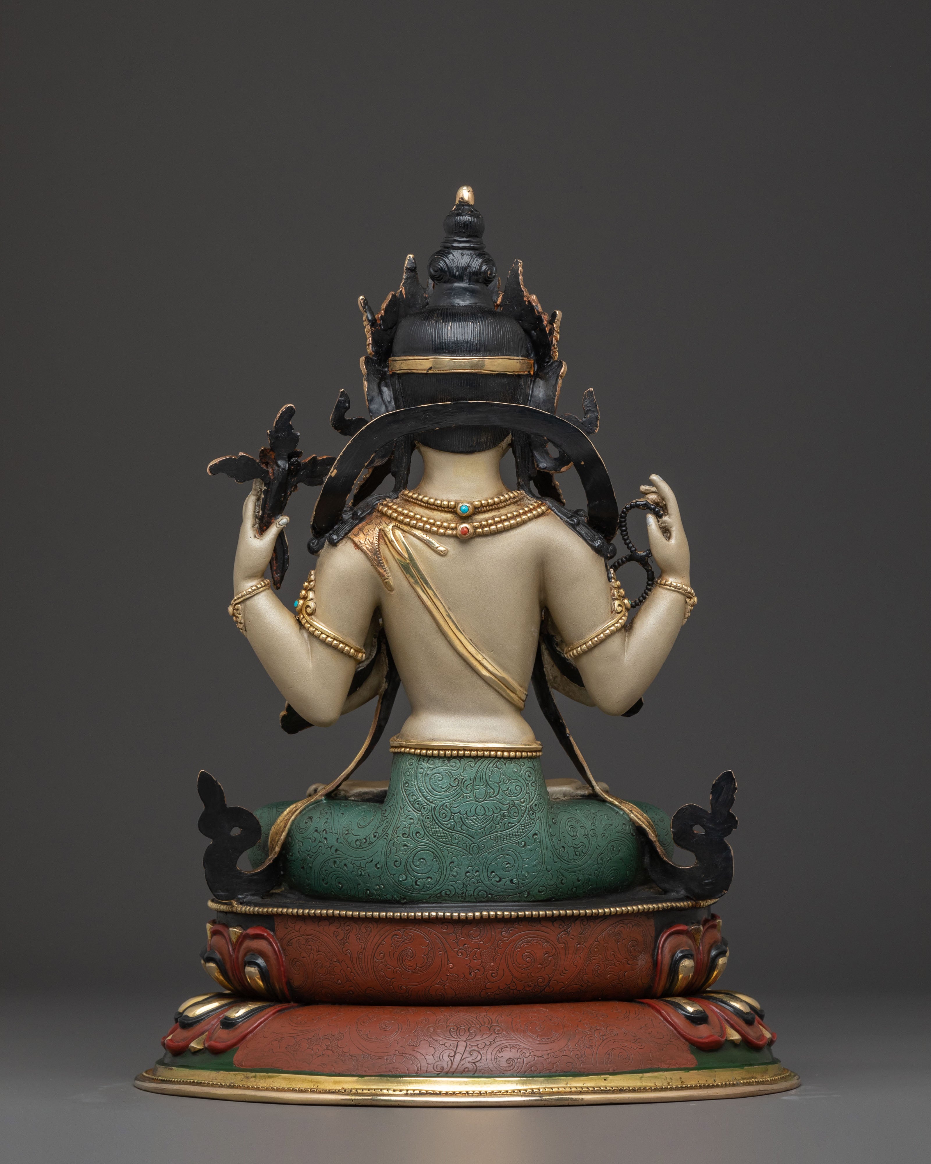 Chenrezig Sacred Compassion Statue: Gold-Plated Devotion