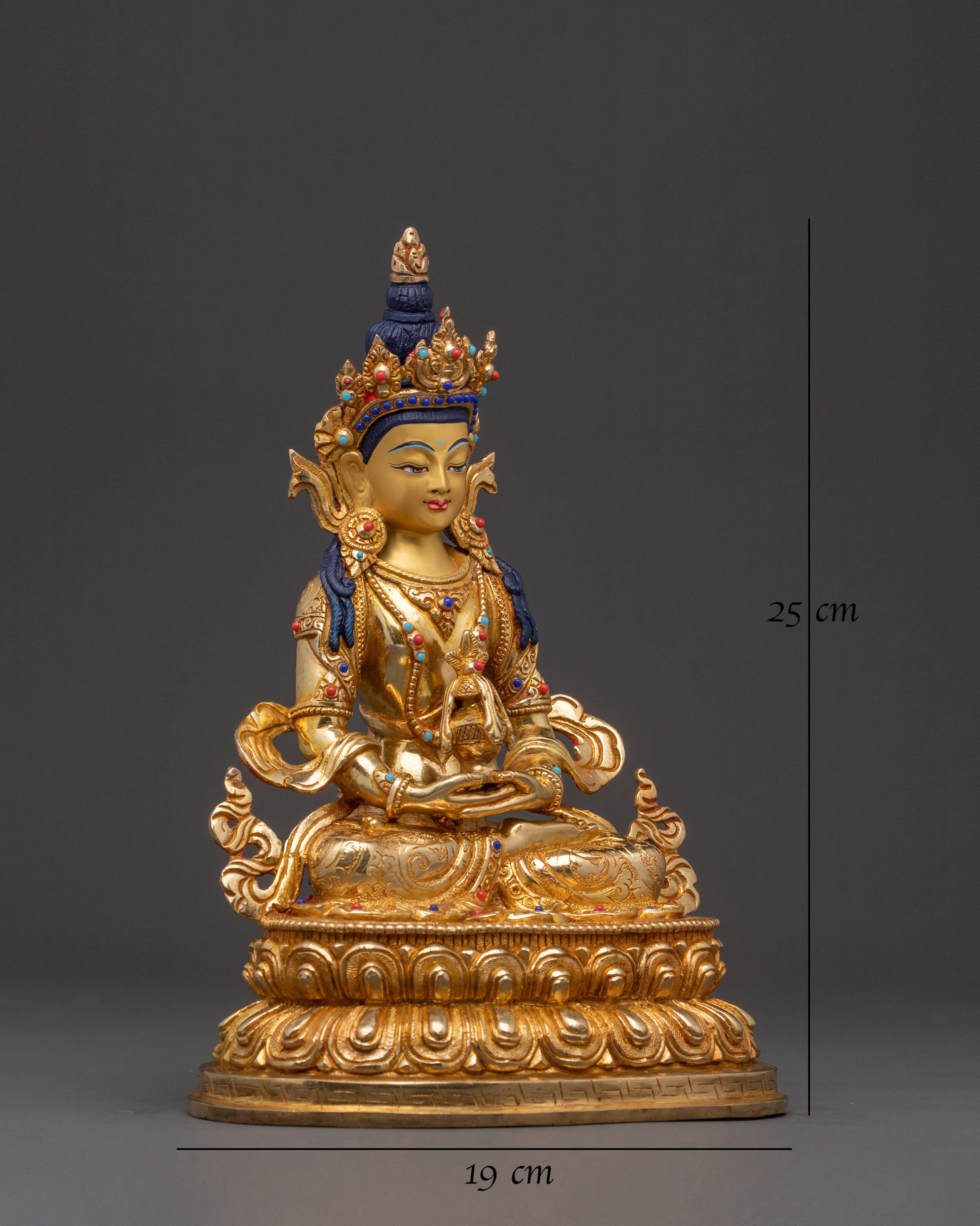 24k Gold Gilded Amitayus Spiritual Statue: Radiant Longevity