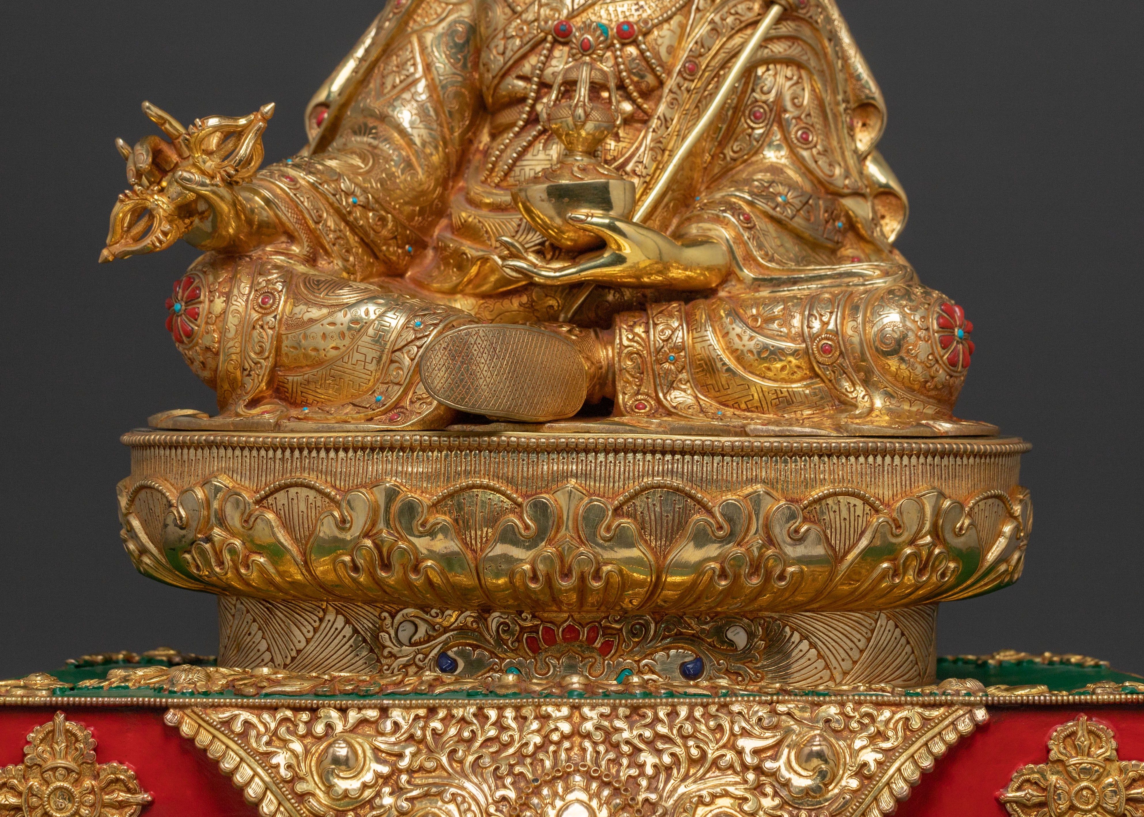 Guru Rinpoche Sacred Statue on Throne | Altar Decor Sculpture