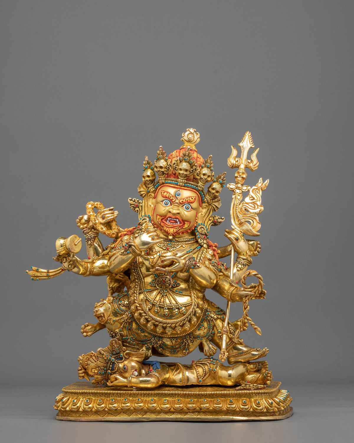 Six Armed Mahakala Copper Figurine | Tibetan Buddhist Protector