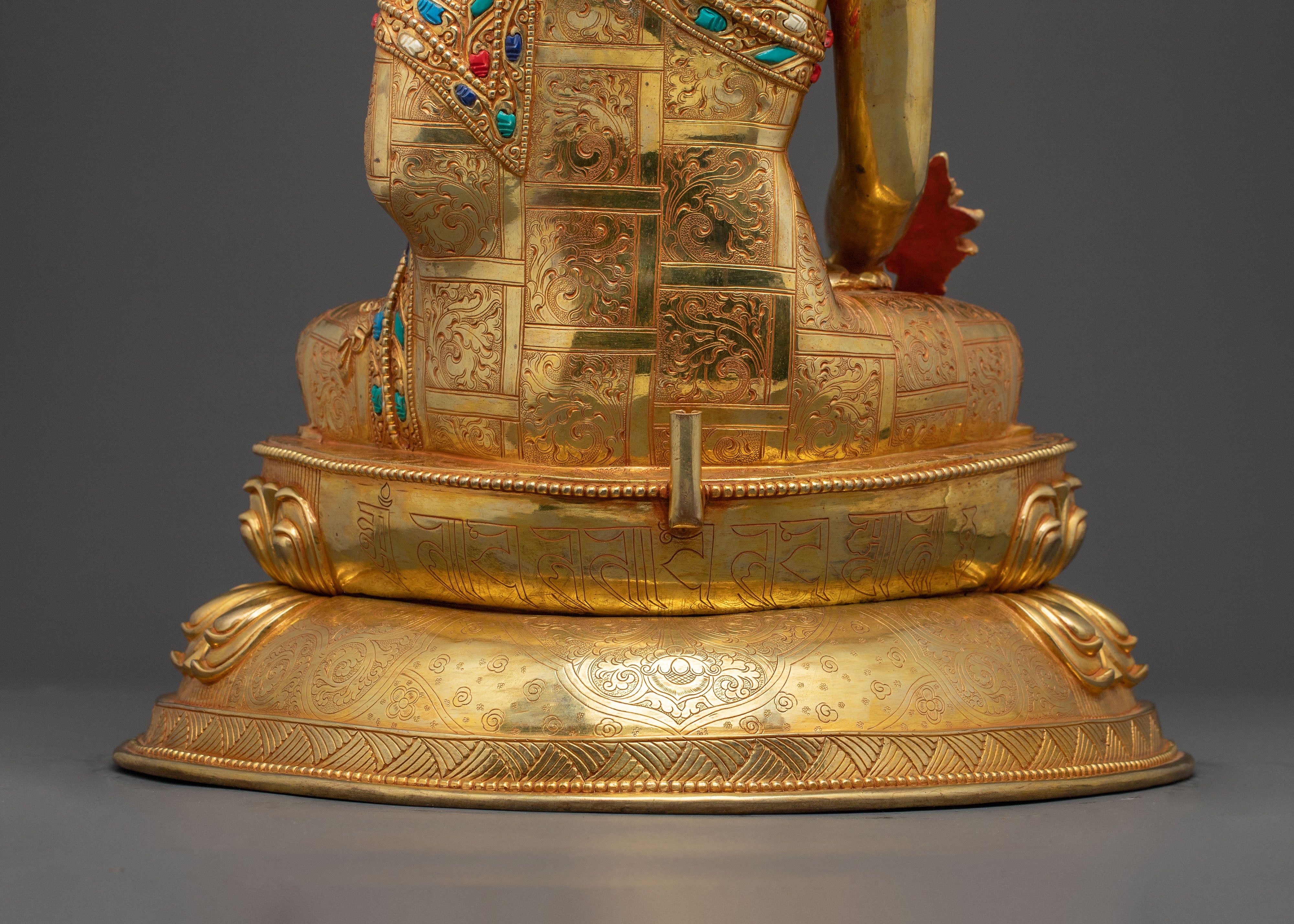 Medicine Buddha Sacred Altar Statue: 24K Gold Gilded