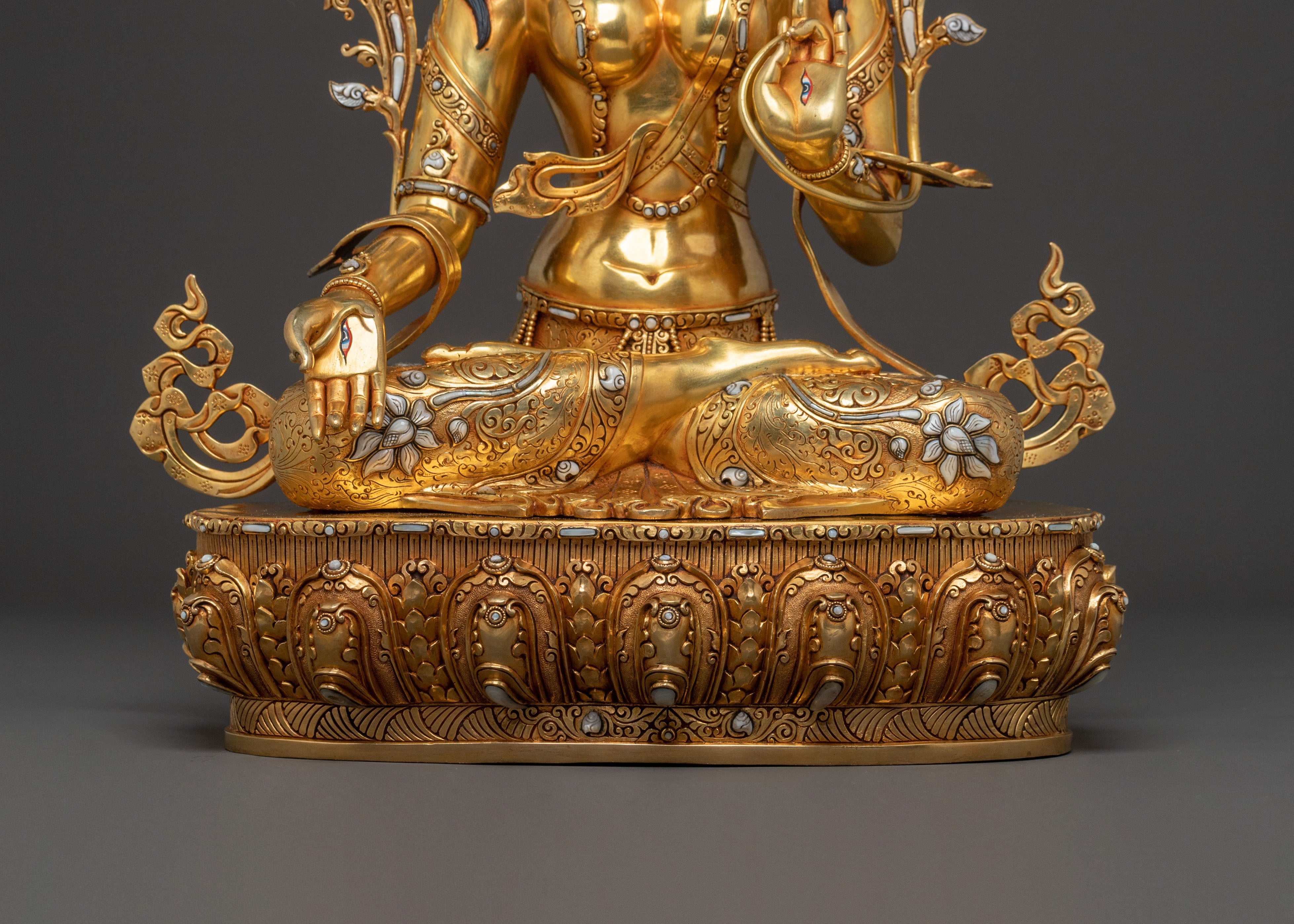 White Tara Healing Figure - 24K Gold Gilded Masterpiece