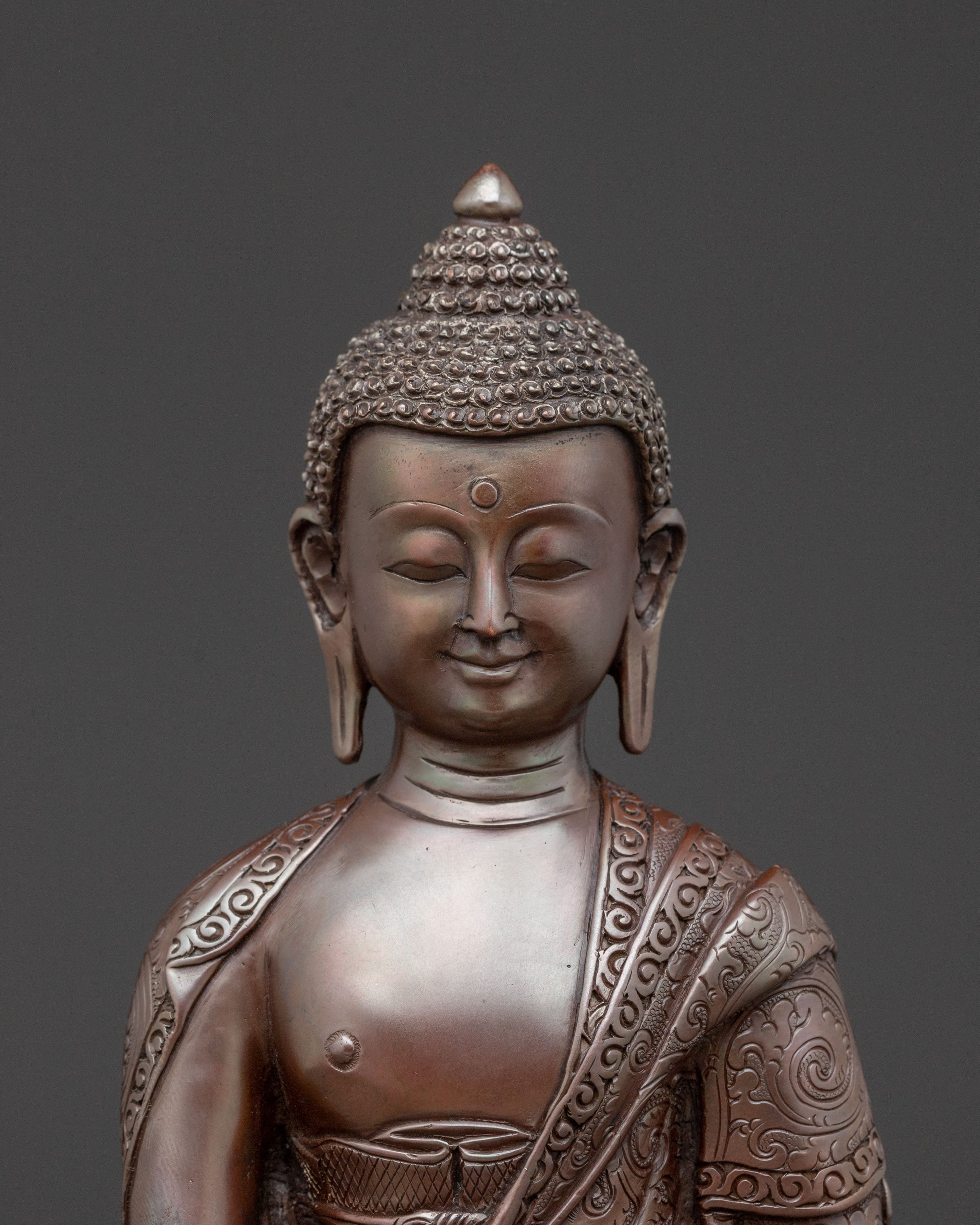 Shakyamuni Buddha Copper Oxidized Statue: Serene Himalayan Art