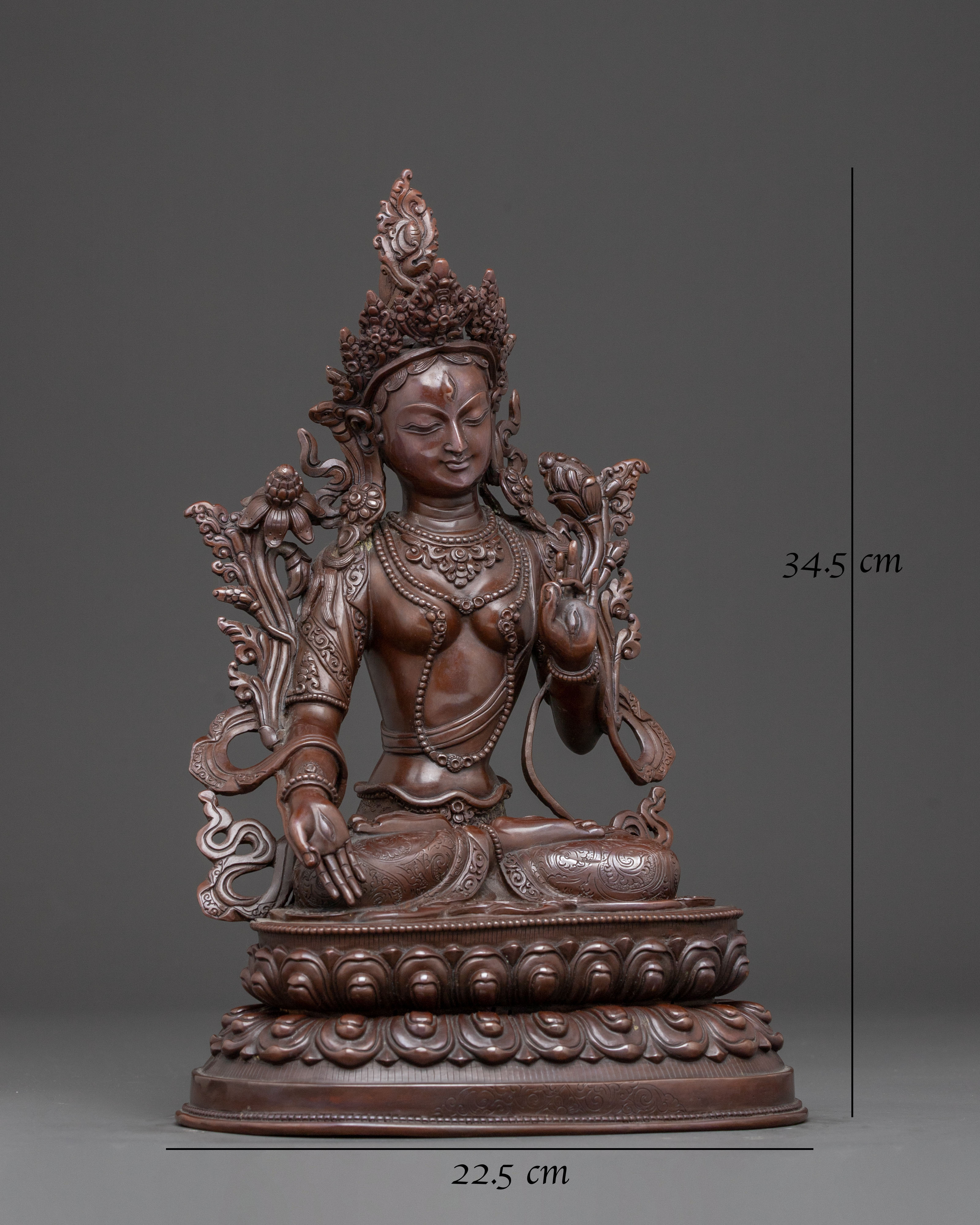 Handcrafted Oxidized Copper Sita Tara Statue