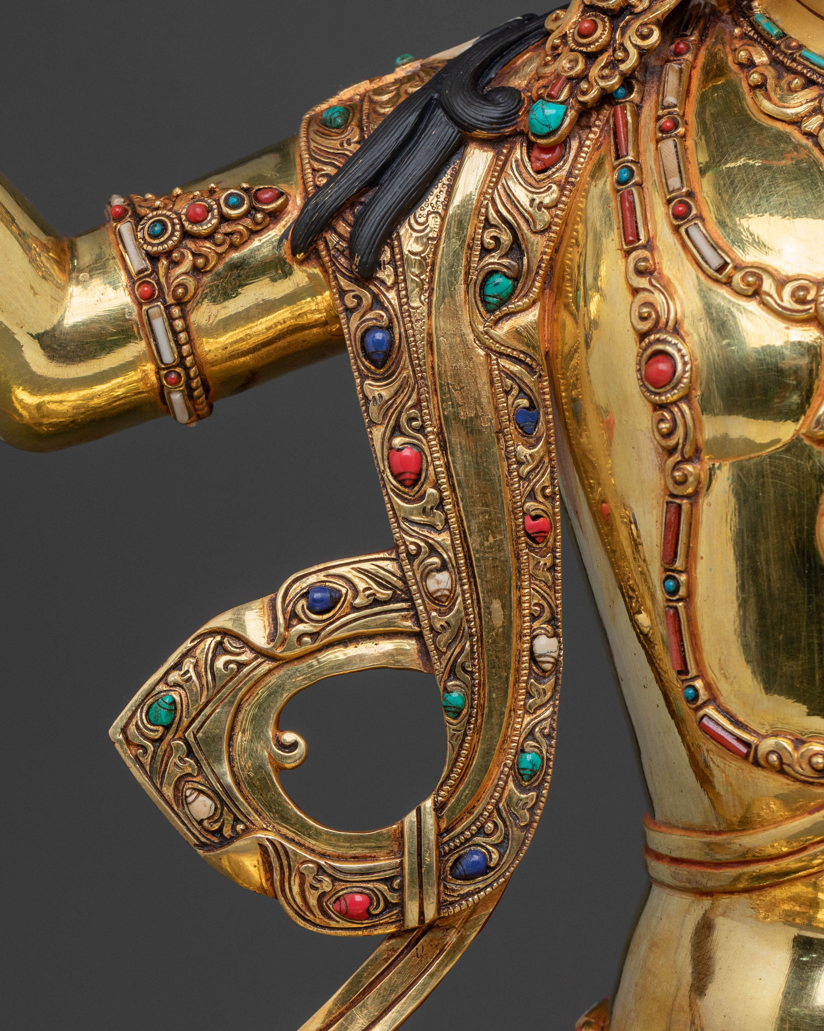 Manjushri Peaceful Meditation Statue | 24k Gold Glided