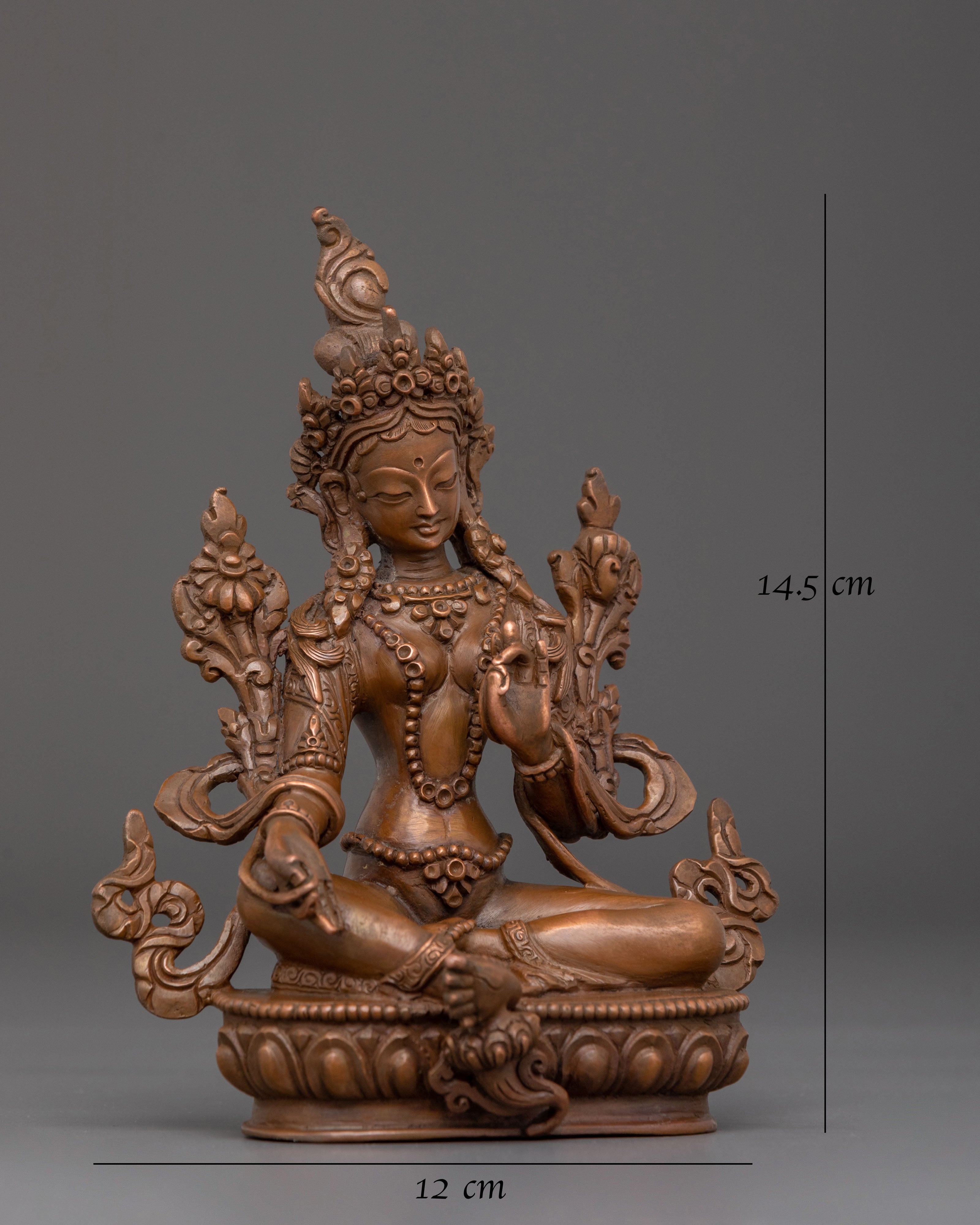 Green Tara Oxidized Copper Figurine | Serene Devotion