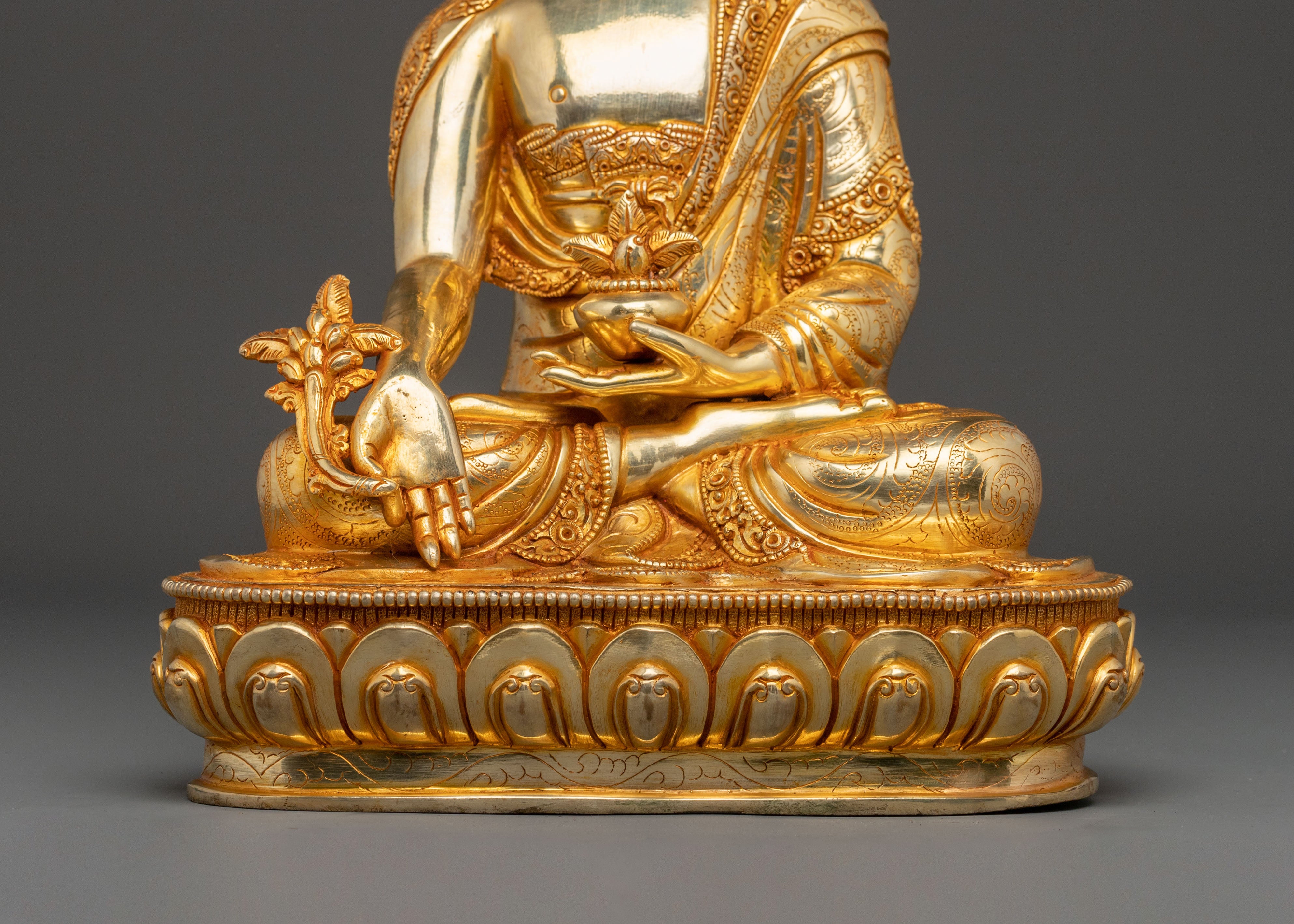 Healing Buddha Medicine Buddha Statue | 24K Gold Gilded Copper